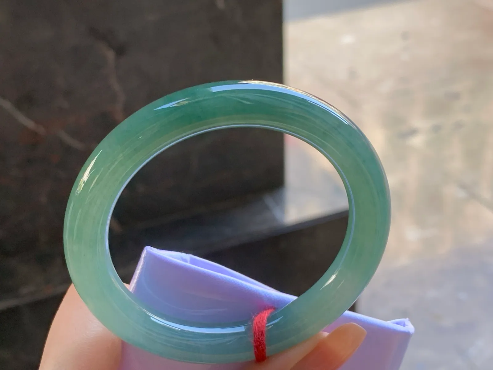 Type A Jadeite Round Bangle, Icy-Glutinous Blue-Green, 57mm (5)