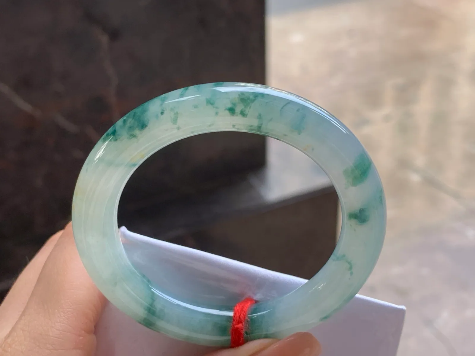 Type A Jadeite Round Bangle, Floating Flower, 53mm (7)