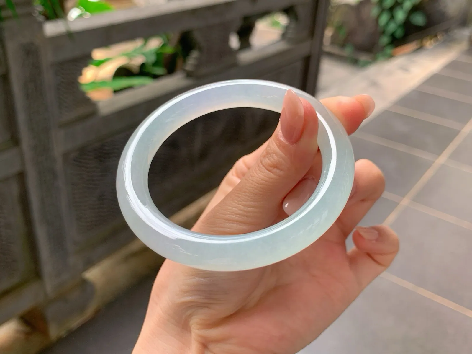 Type A Jadeite Round Bangle, Moonlight White, 55mm (5)