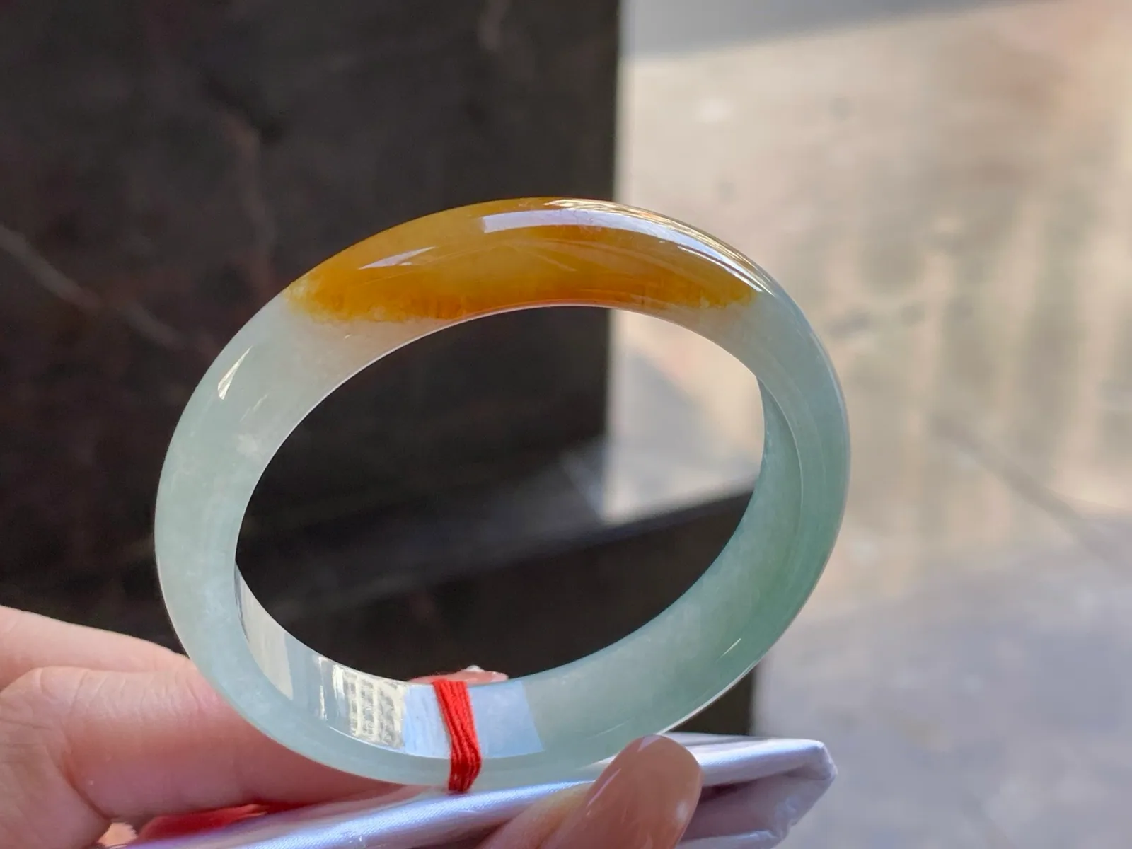 Natural Type A Yellow Jadeite Bangle, Icy Glutinous, 51.6mm (2)