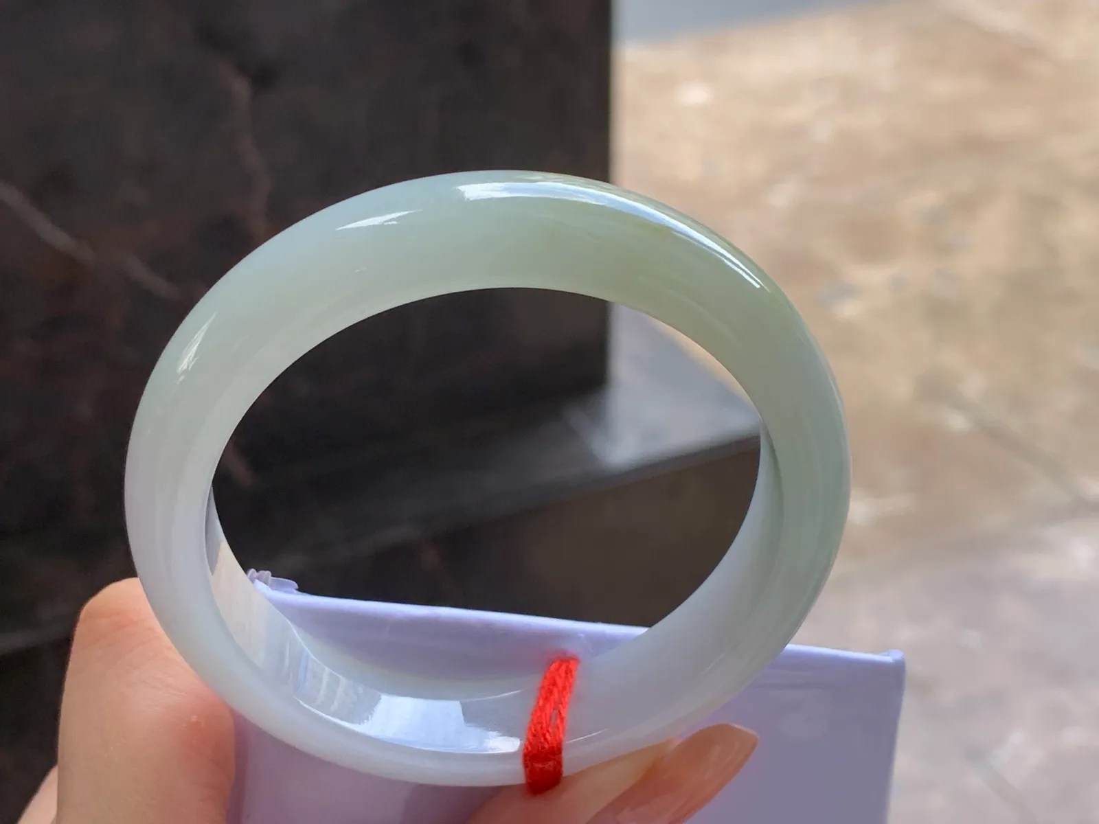 Type A Jadeite Bangle, White with Light Yellow, 57.5mm (6)