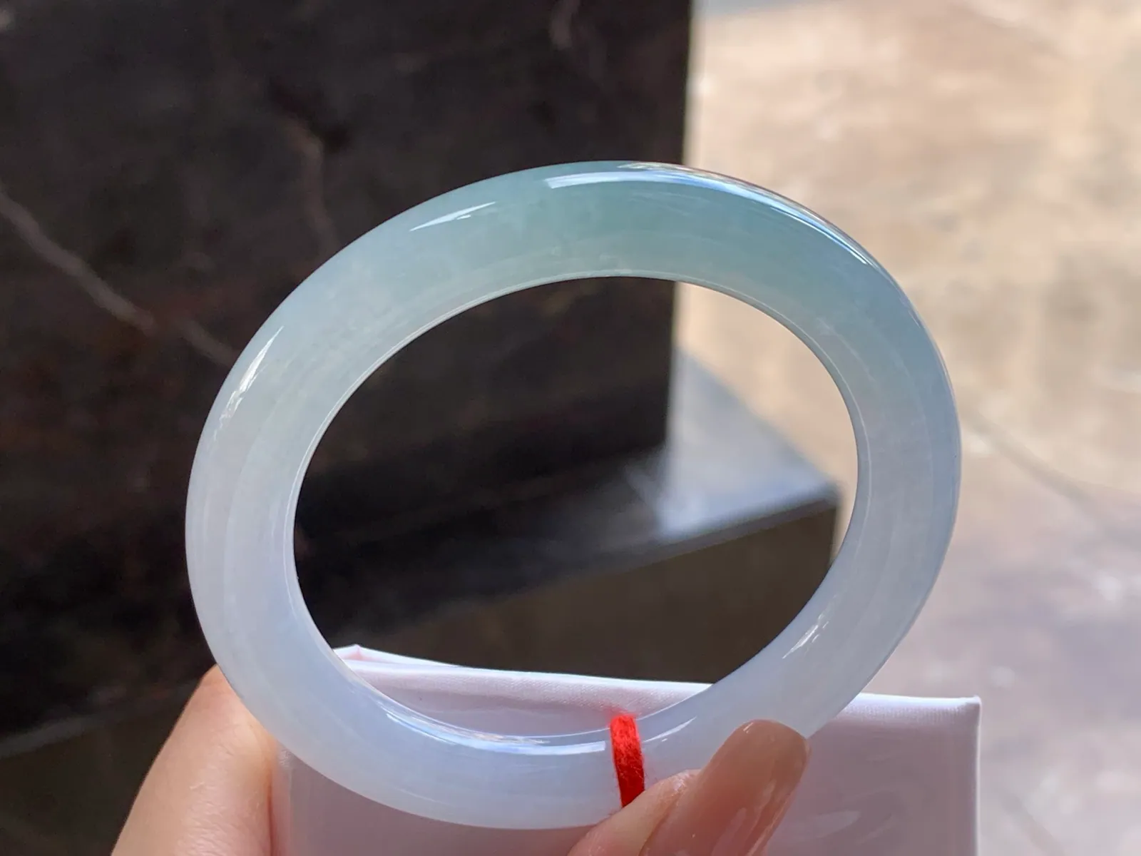 Natural Type A Jadeite Round Bangle, Pale Blue-Green, 55.7mm (5)