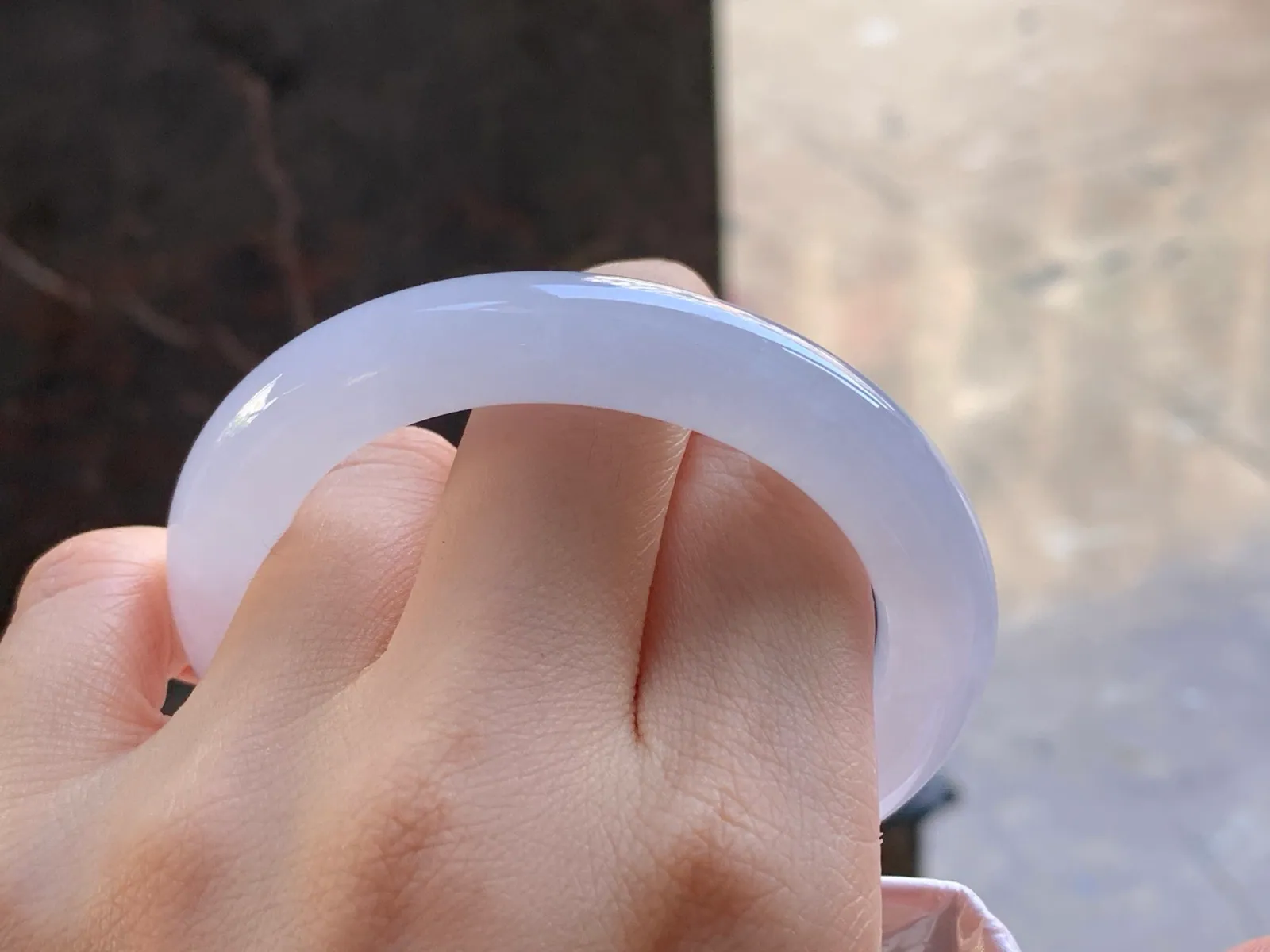 Type A Jadeite Round Bangle, Pale Lavender, 52.7mm (8)