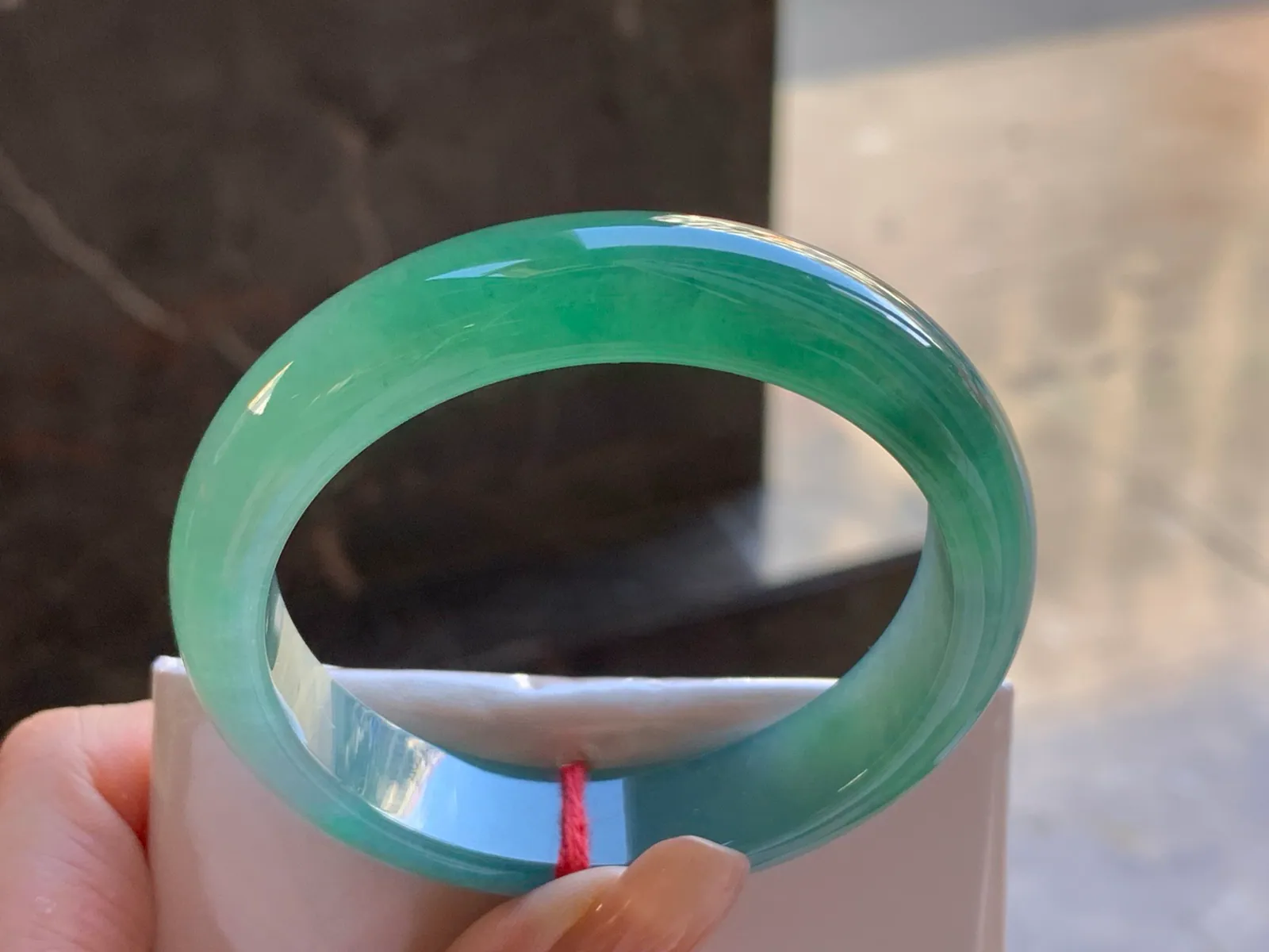 Natural Type A Jadeite Bangle, Icy, Blue-Green, 53.2mm (7)