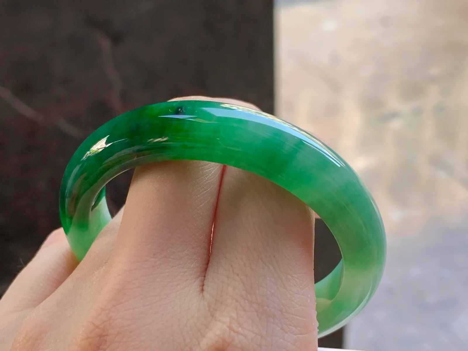 Type A Jadeite Flat Bangle, Vivid Green, 53.2mm (9)