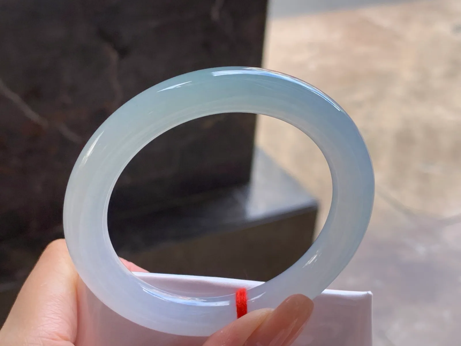 Natural Type A Jadeite Bangle, Icy Glutinous White, 54.7mm (4)