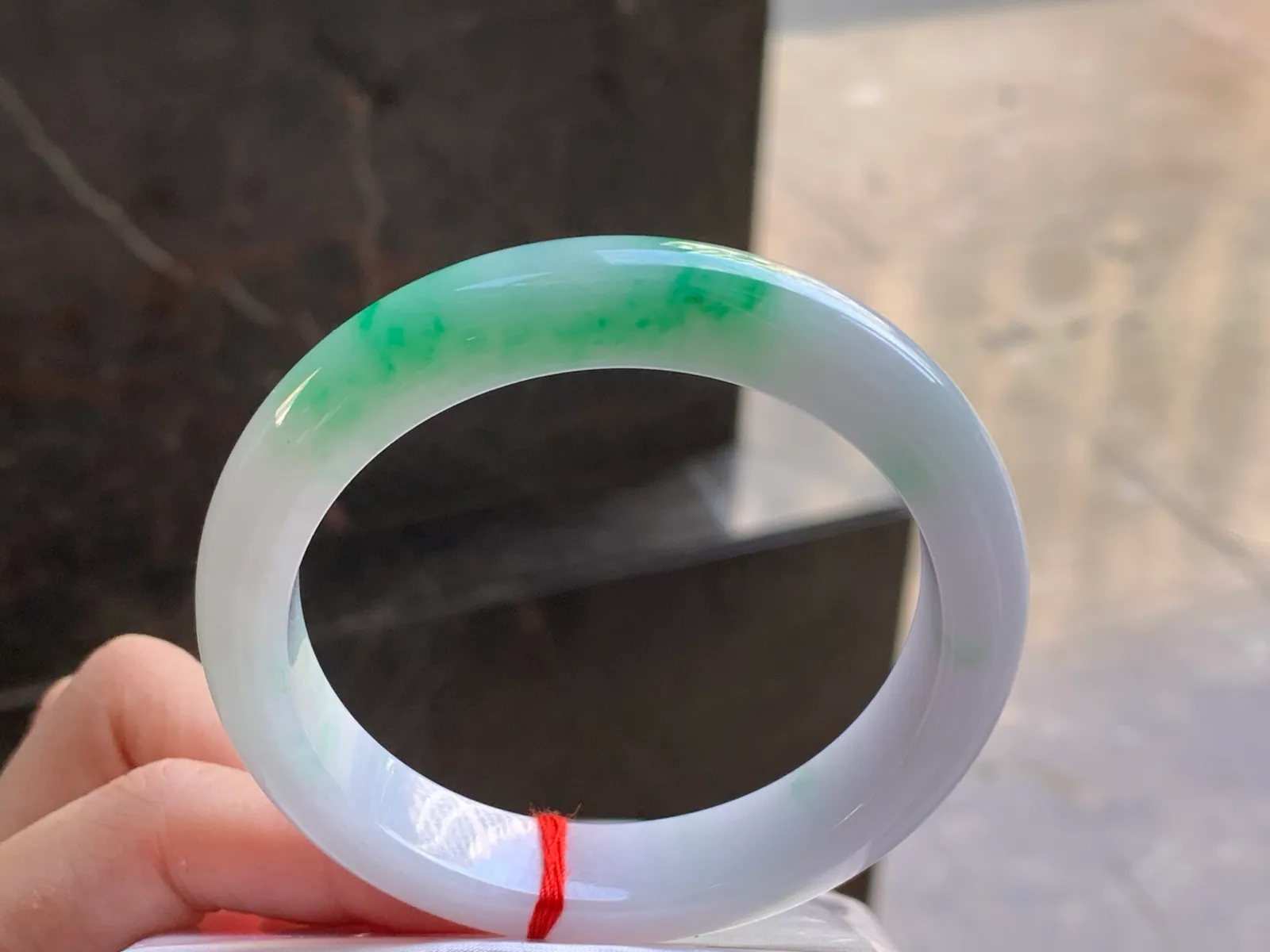 Natural Type A Jadeite Bangle, Lavender and Green, 56.7mm