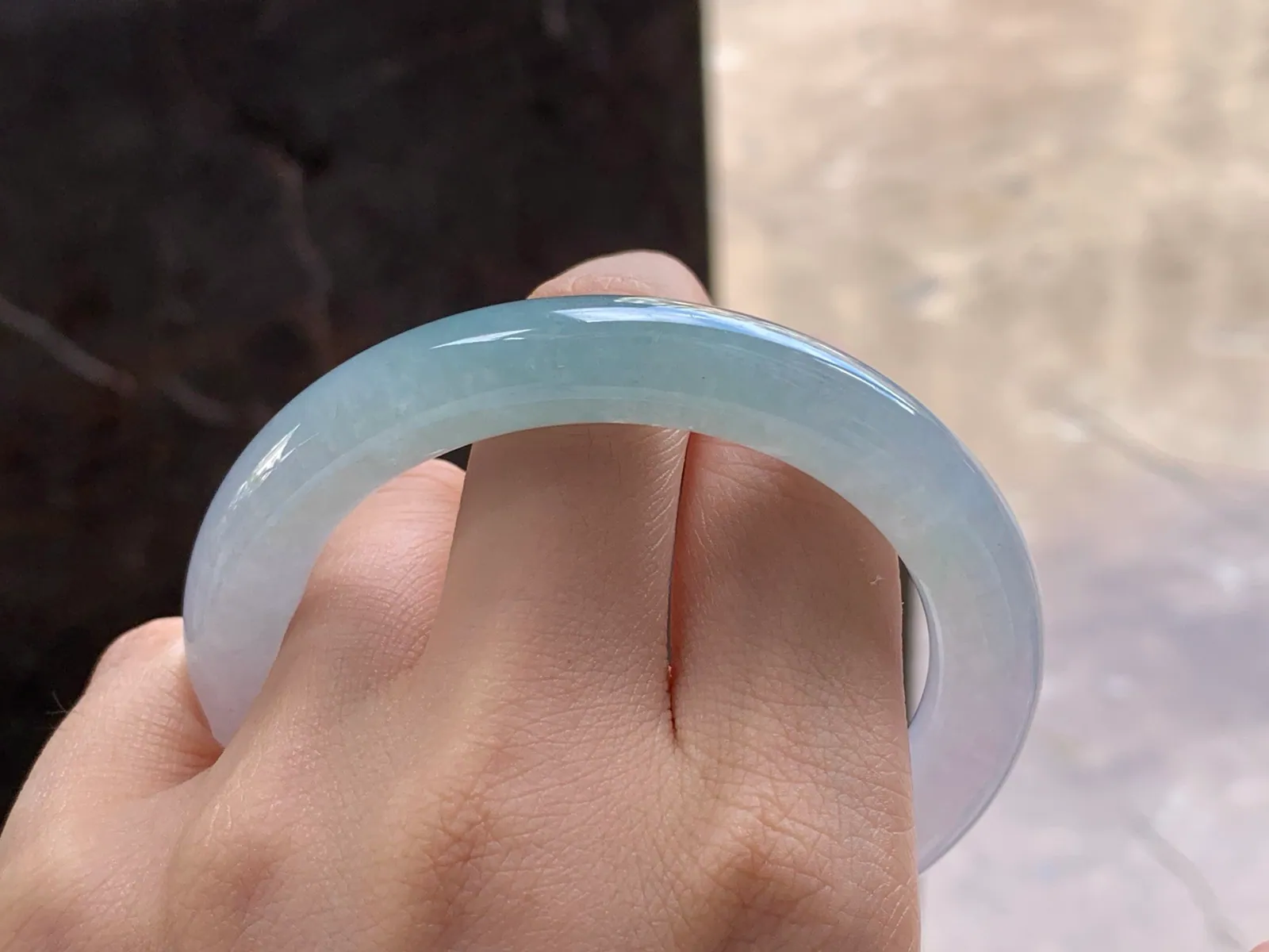 Natural Type A Jadeite Round Bangle, Pale Blue-Green, 55.7mm (8)