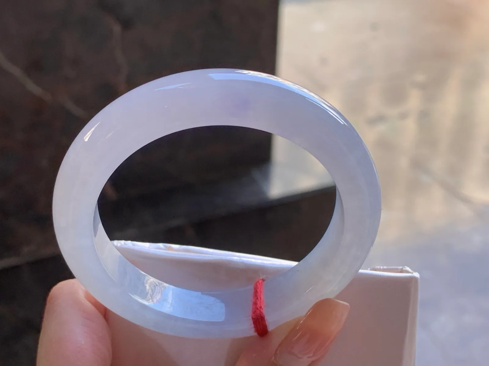 Type A Jadeite Flat Bangle, Glutinous White, 55mm (7)
