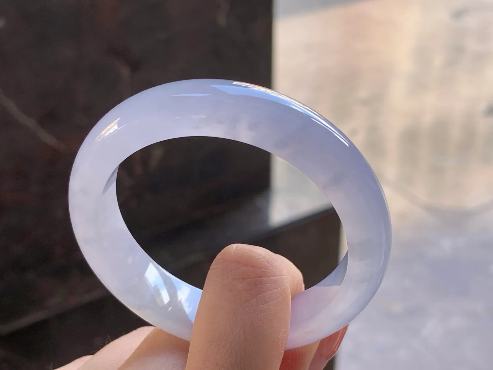 天然A货翡翠 冰种 淡春 正装手镯 圈口52.4mm (4)