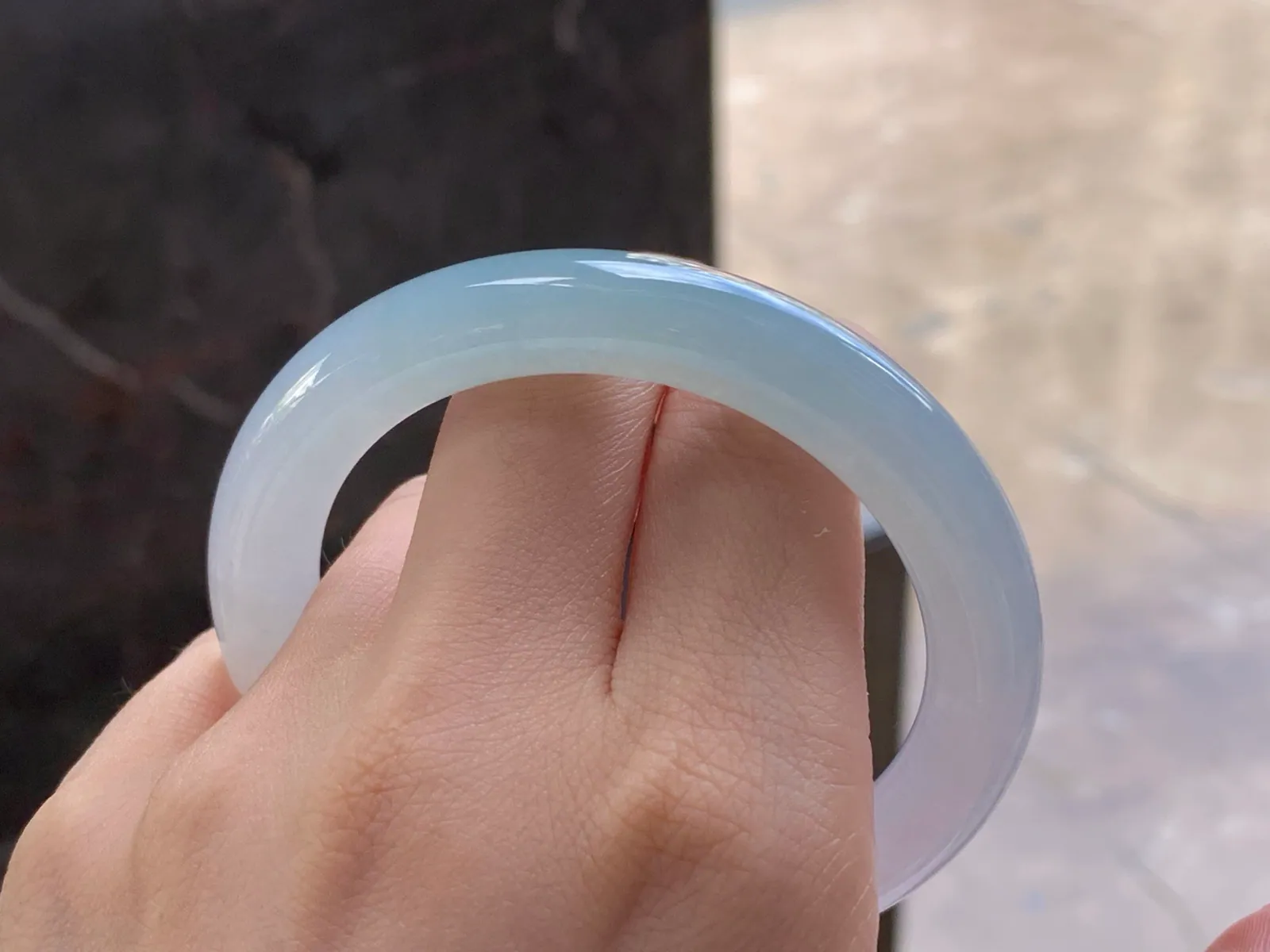 Natural Type A Jadeite Bangle, Icy Glutinous White, 54.7mm (8)