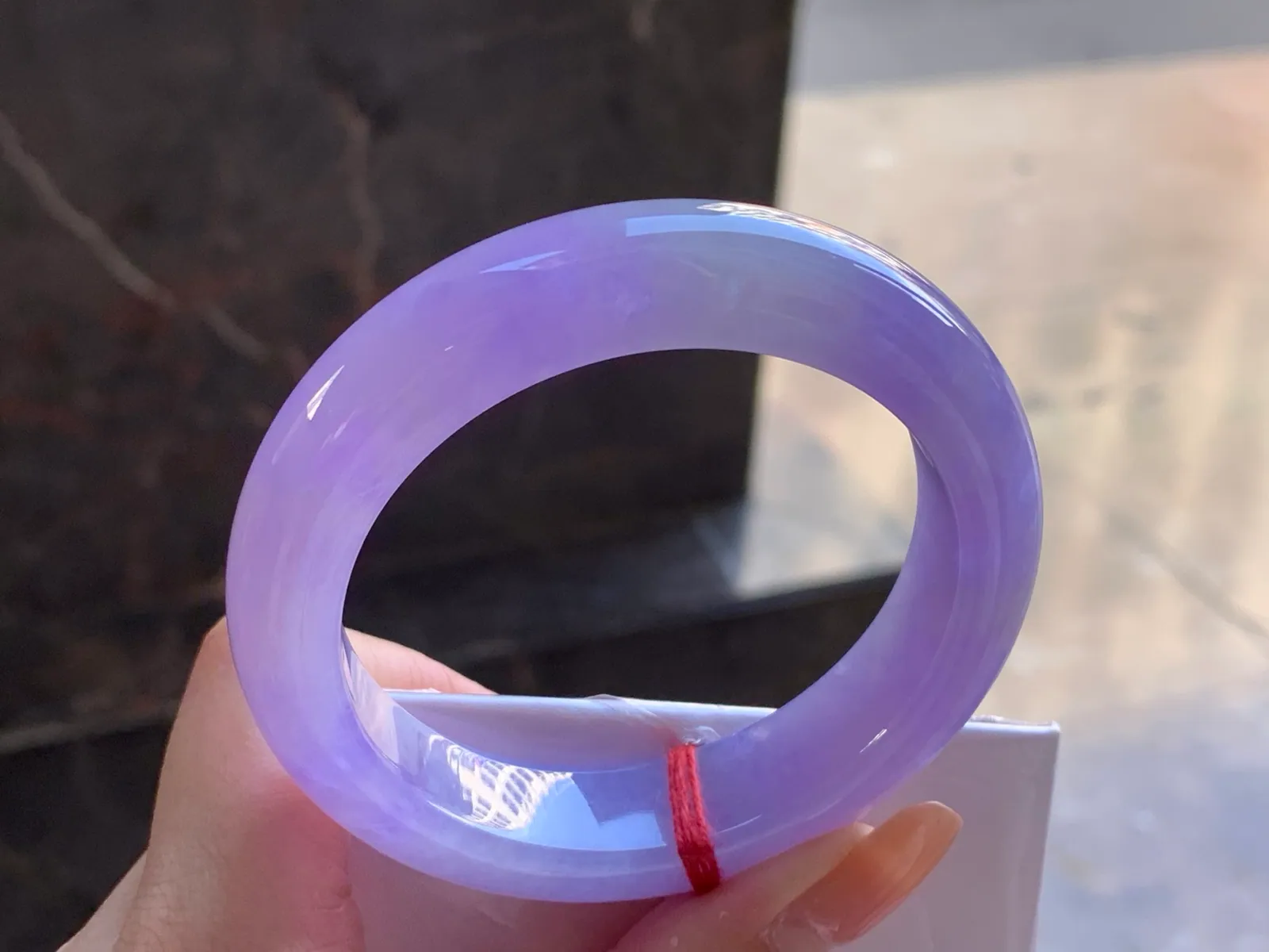 Vòng cẩm thạch type A nếp băng tím, bản dẹt 54.5mm (5)