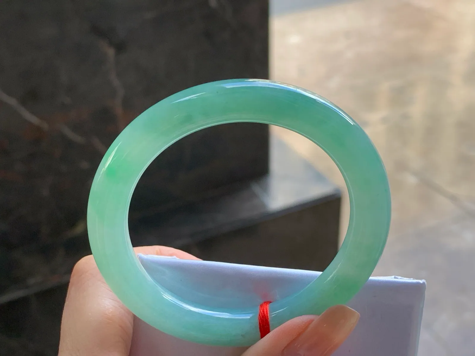 Type A Jadeite Round Bangle, Glutinous Soft Green, 53.5mm (7)