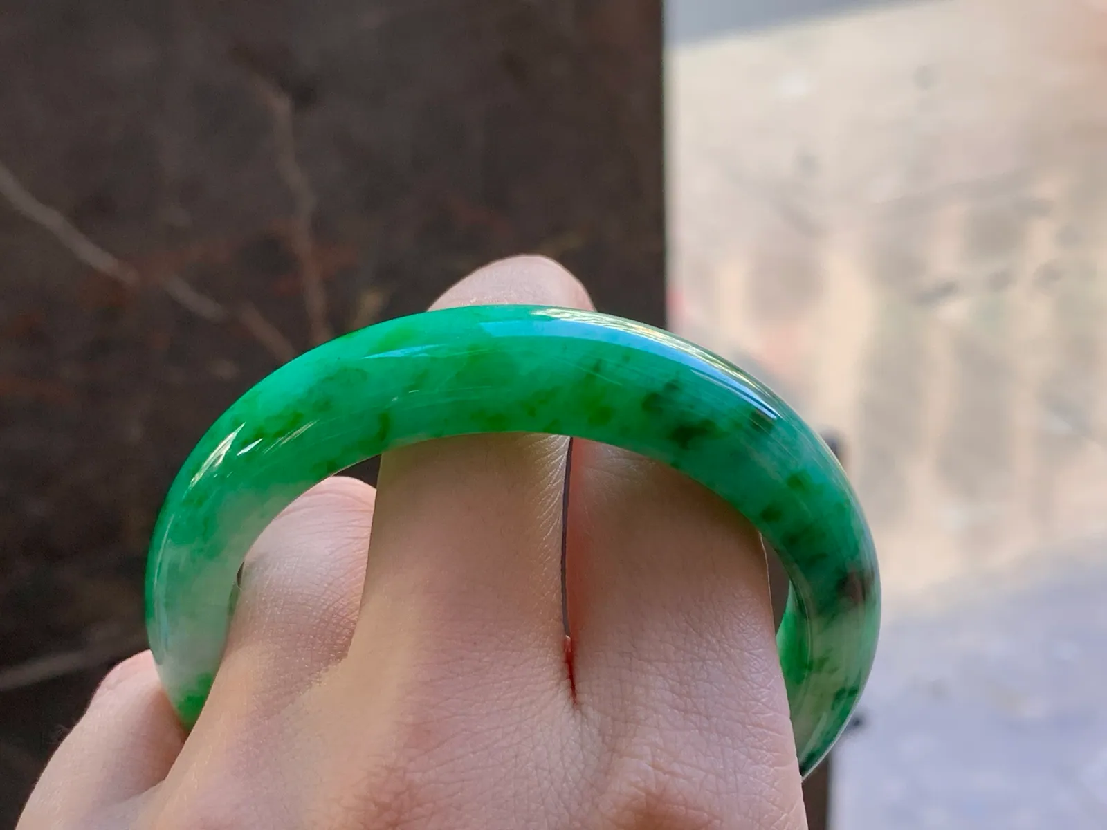 Natural Type A Green Jadeite Bangle, Icy Glutinous, 56mm (8)