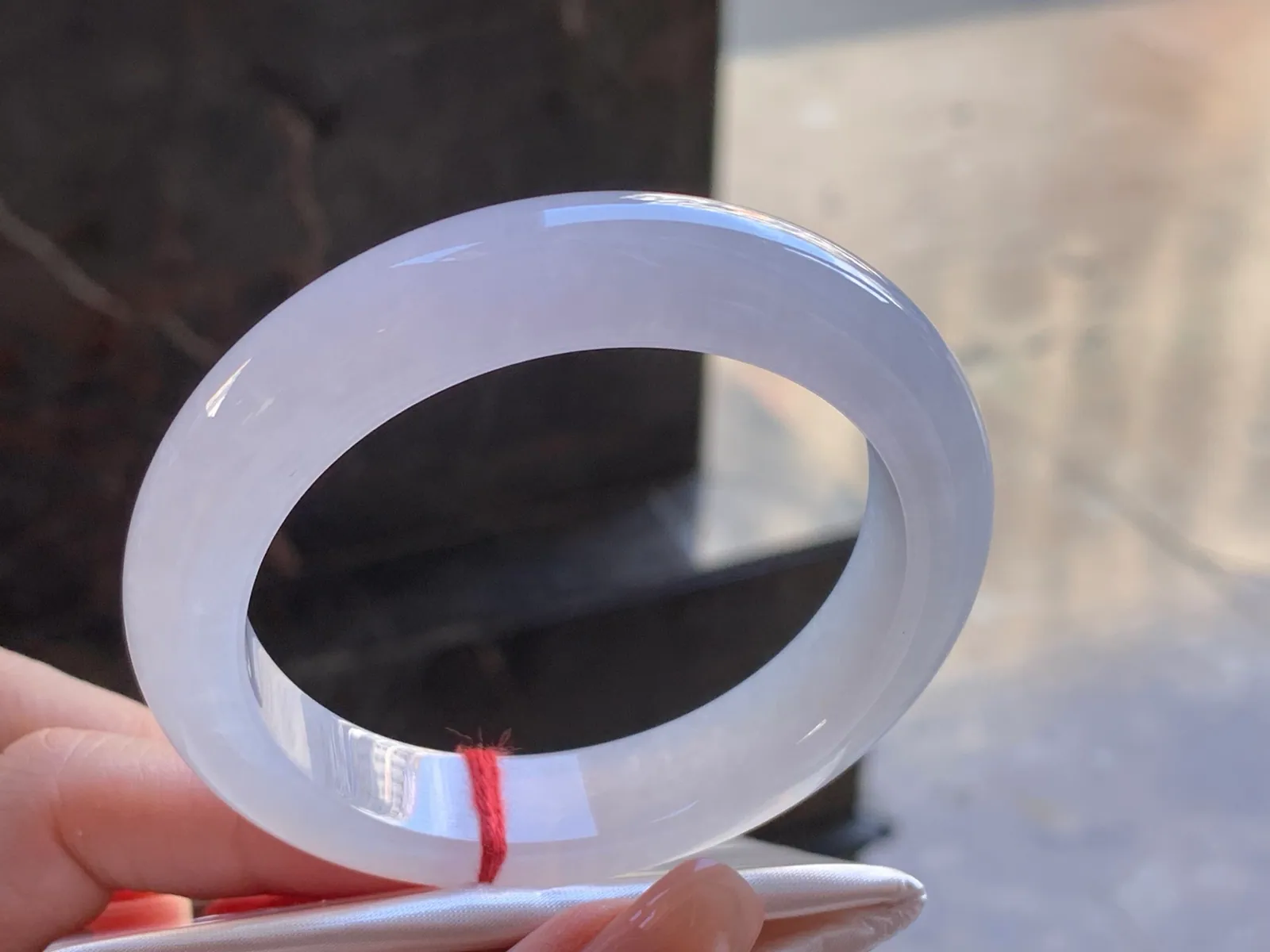 Type A Jadeite Flat Bangle, Glutinous White, 55mm (3)