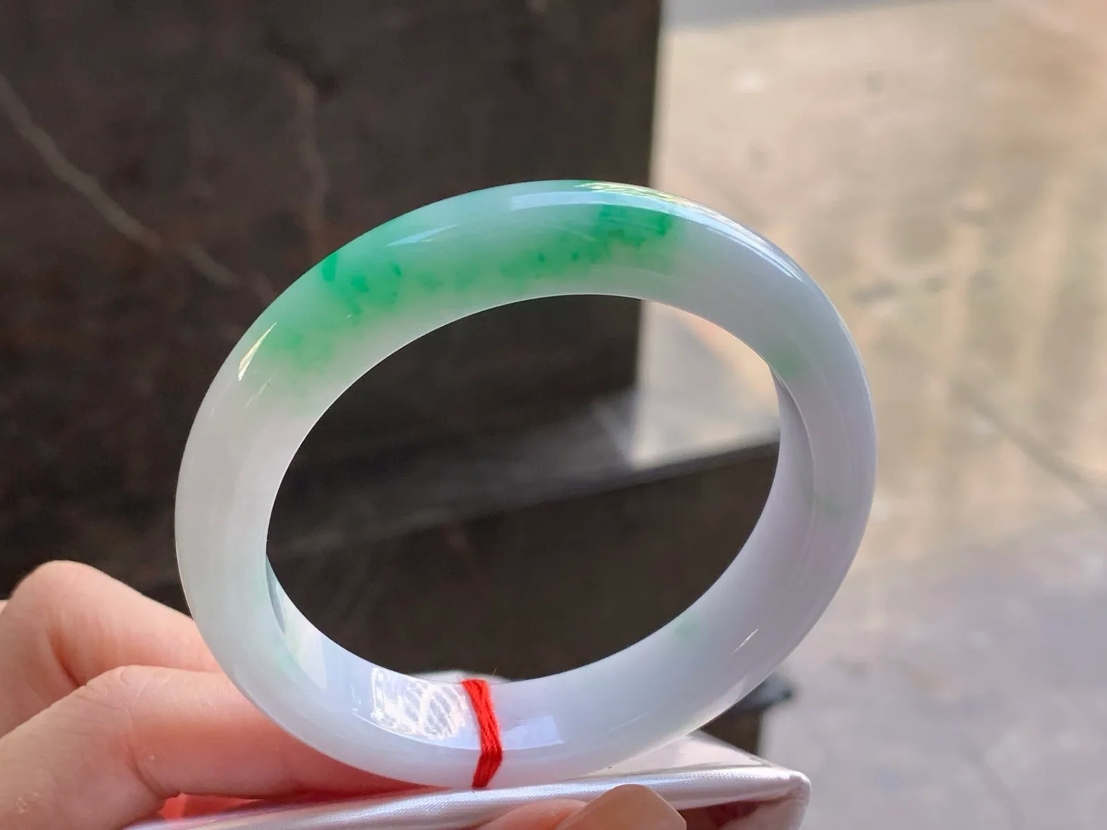 Natural Type A Jadeite Bangle, Lavender and Green, 56.7mm (2)