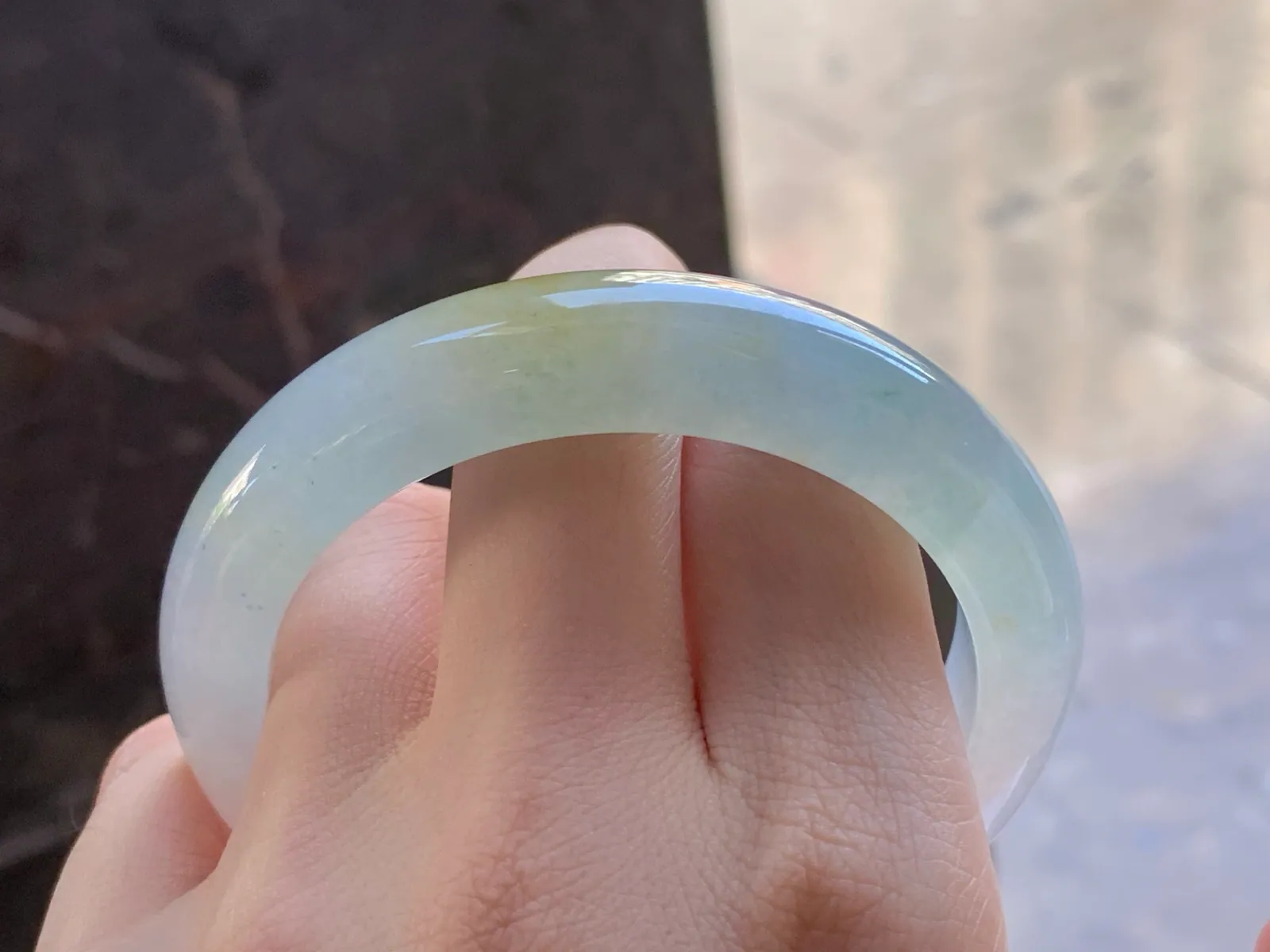 Type A Jadeite Flat Bangle, Pale Yellow, 56.7mm (10)