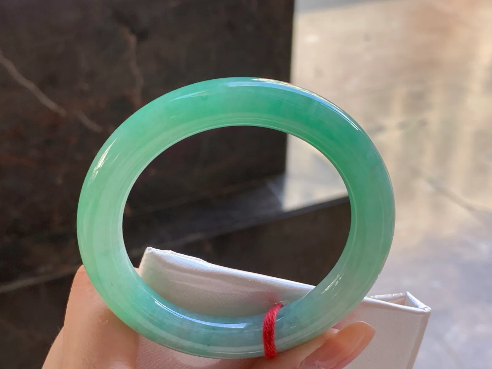 Natural Type A Jadeite Round Bangle, Light Green, 55.3mm (5)