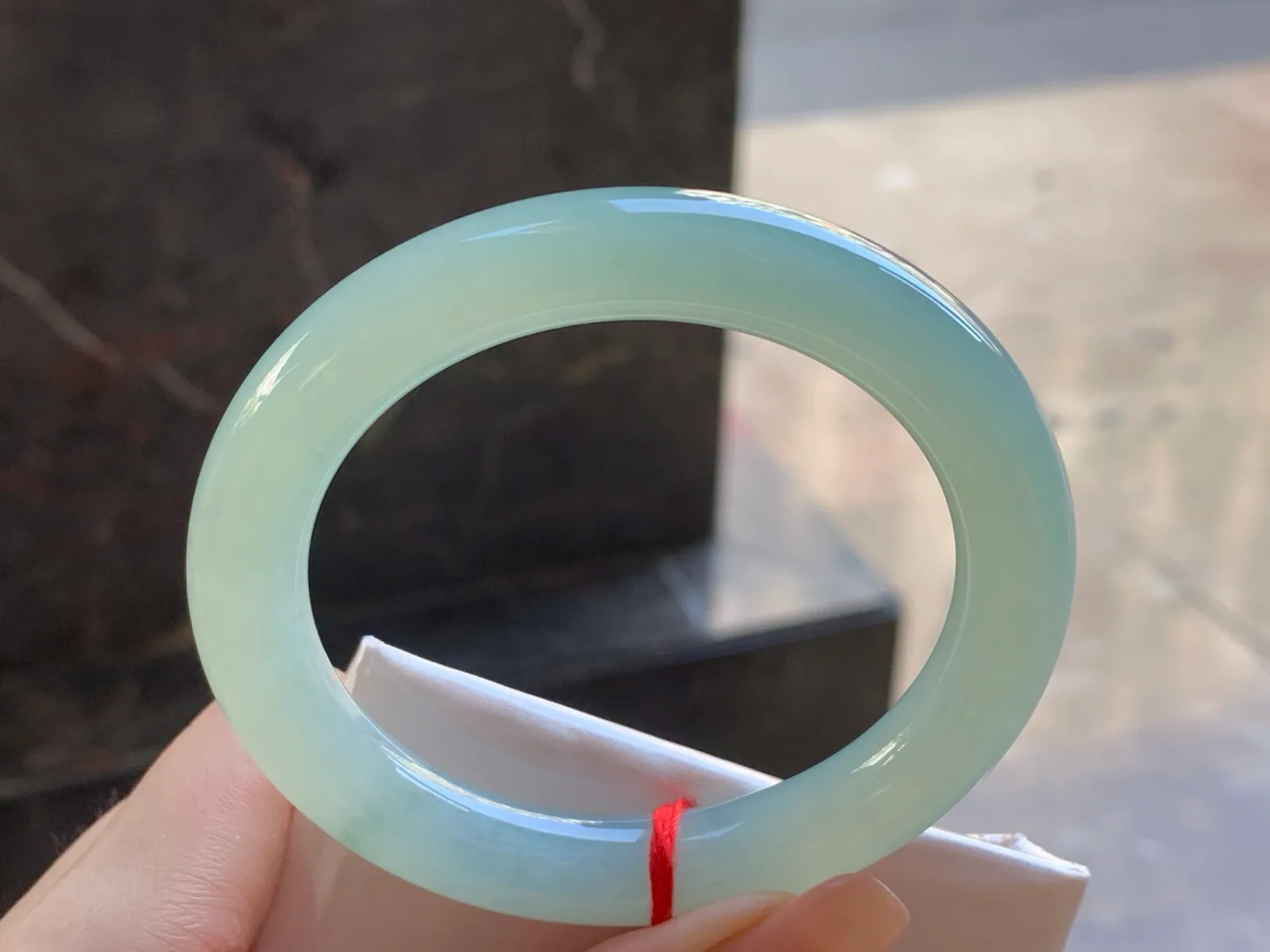 Type A Jadeite Round Bangle, Pale Green, 56.8mm (6)