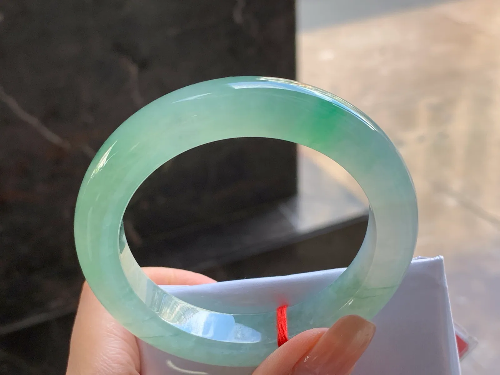 Natural Type A Jadeite Bangle, Icy Pale Blue-Green, 55.4mm (7)