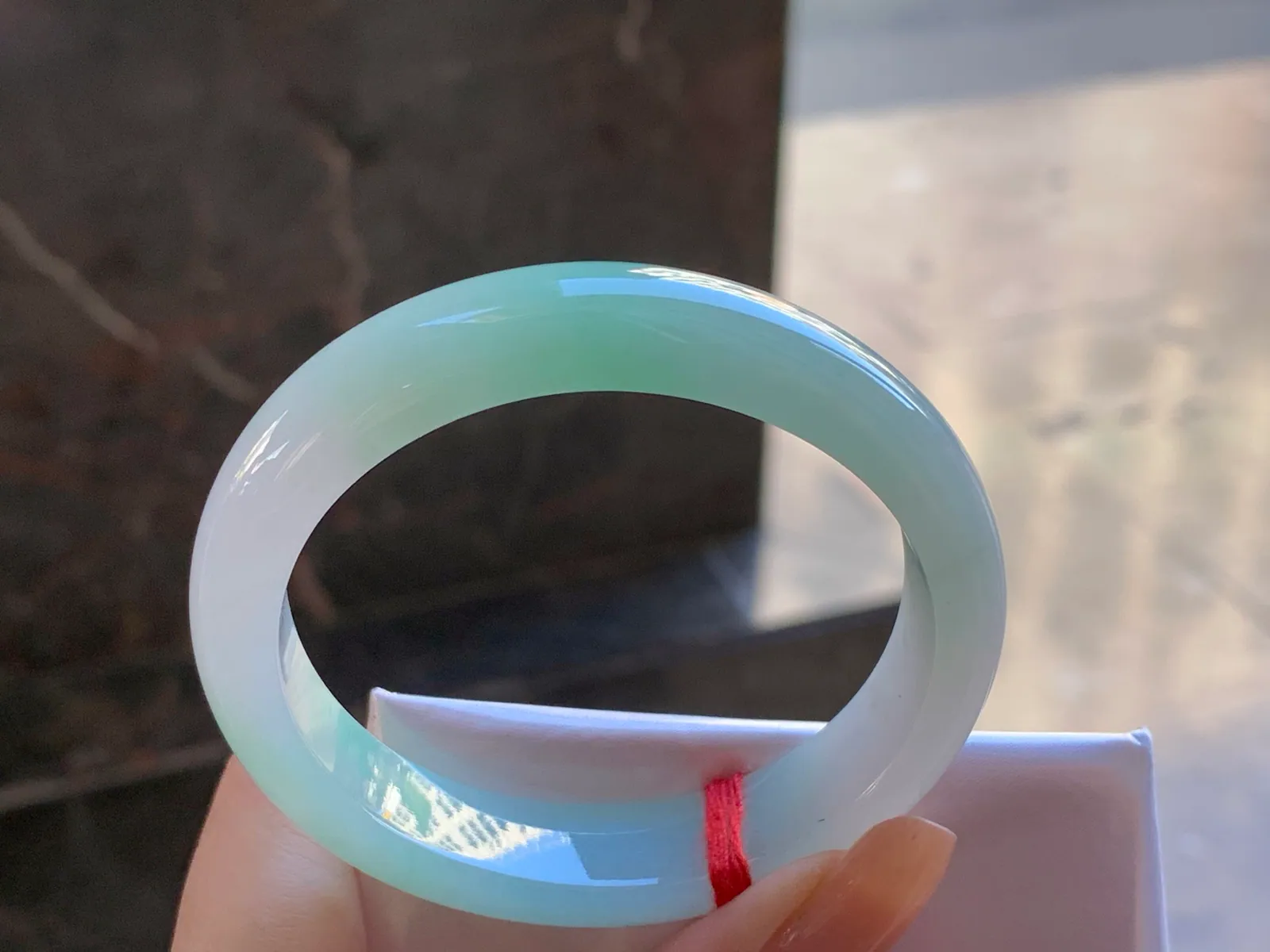 Natural Type A Jadeite Oval Bangle, Lavender and Green, 54mm (6)