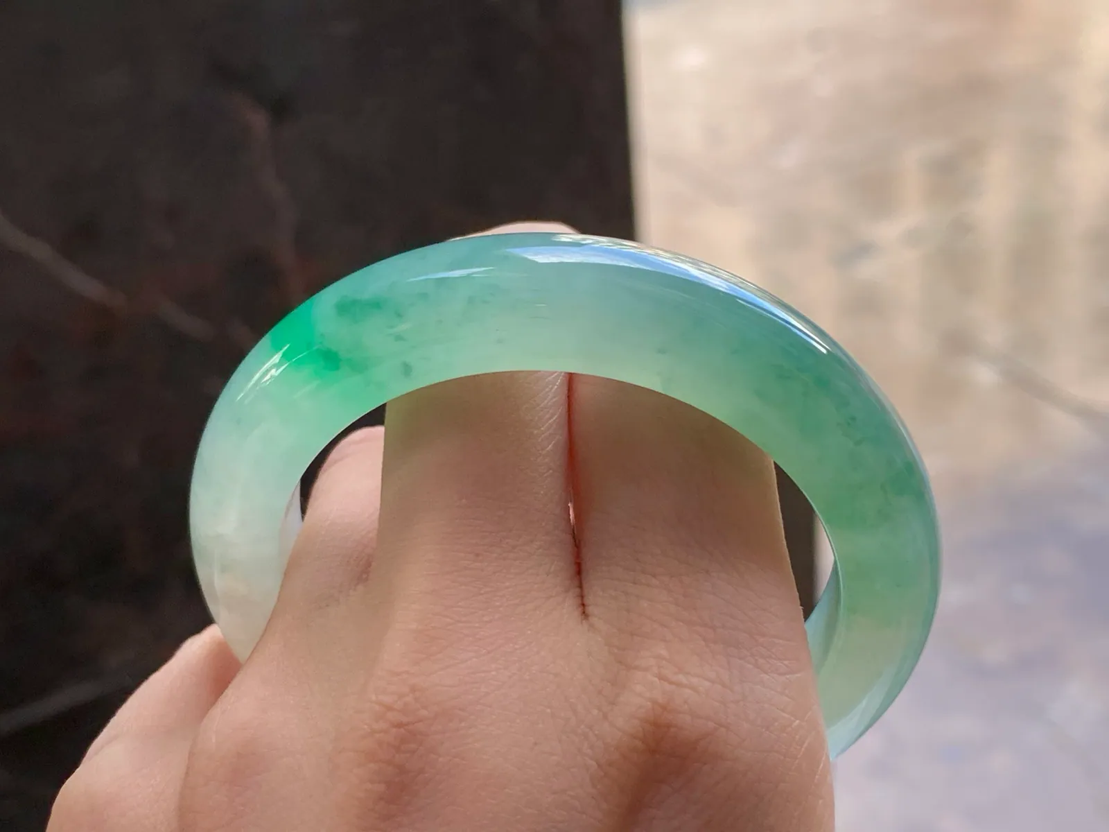 Natural Type A Jadeite Bangle, Icy Pale Blue-Green, 55.4mm (10)