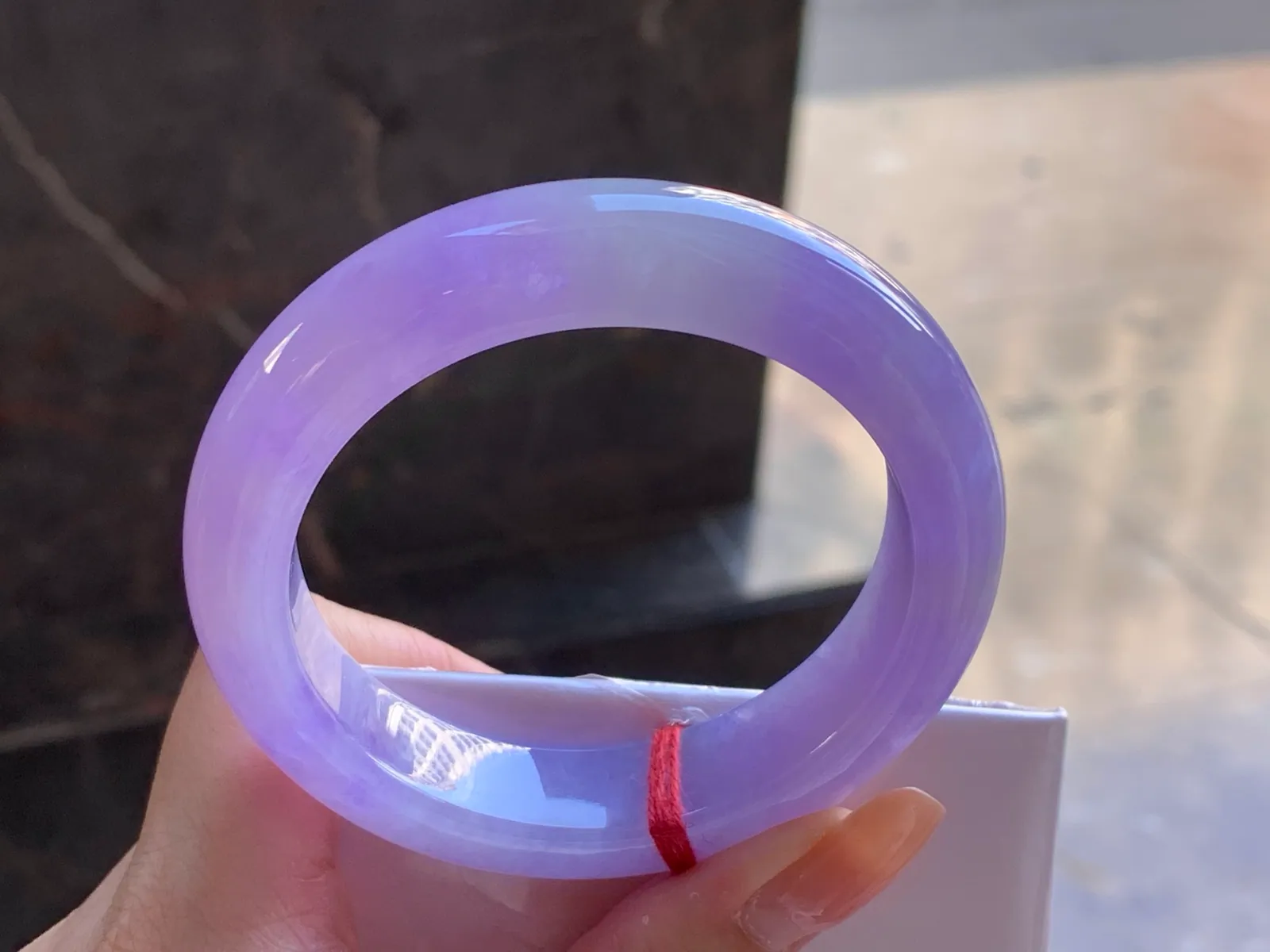 Vòng cẩm thạch type A nếp băng tím, bản dẹt 54.5mm (6)