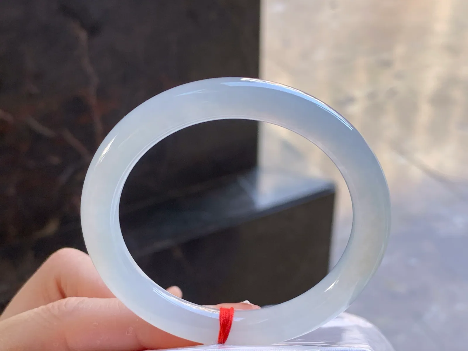 Type A Jadeite Round Bangle, Icy-Glutinous Icy White, 51mm (4)