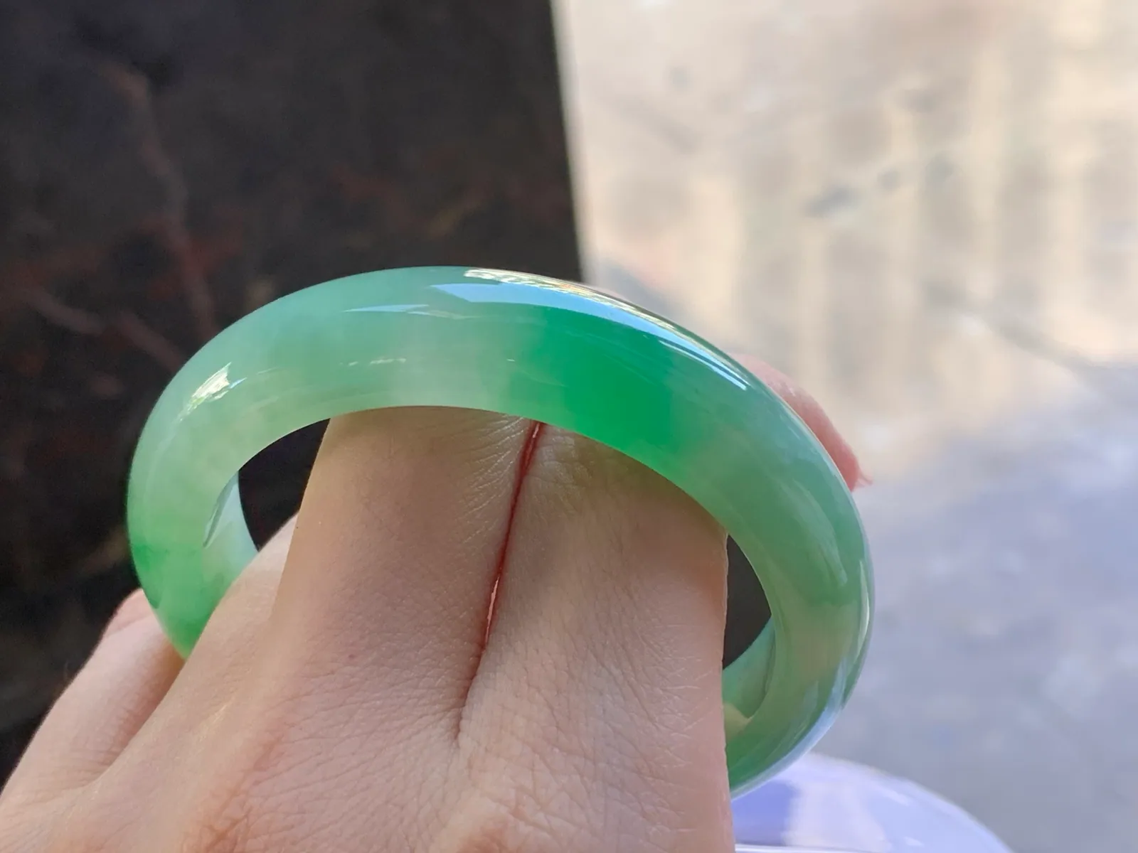 Type A Jadeite Flat Bangle, Bright Green, 51.8mm (8)