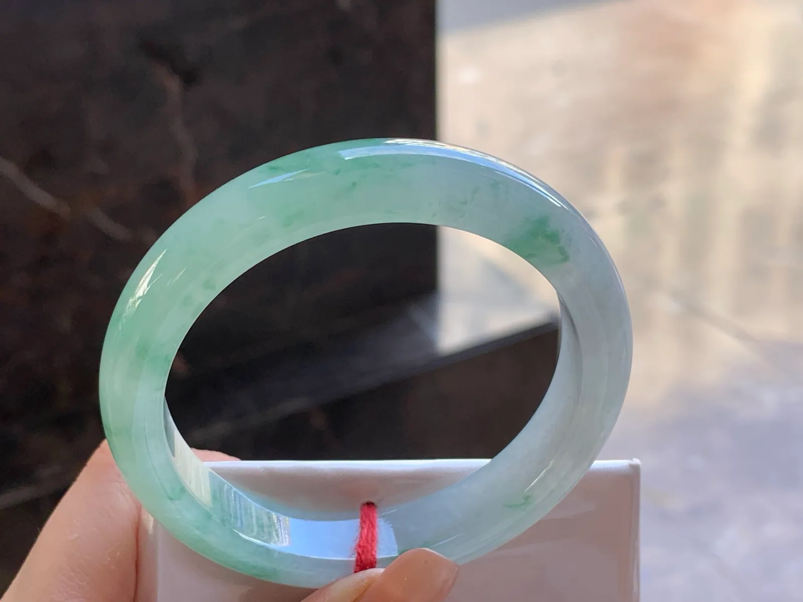 Natural Type A Jadeite Floating Green Bangle, Icy, 56.3mm (5)