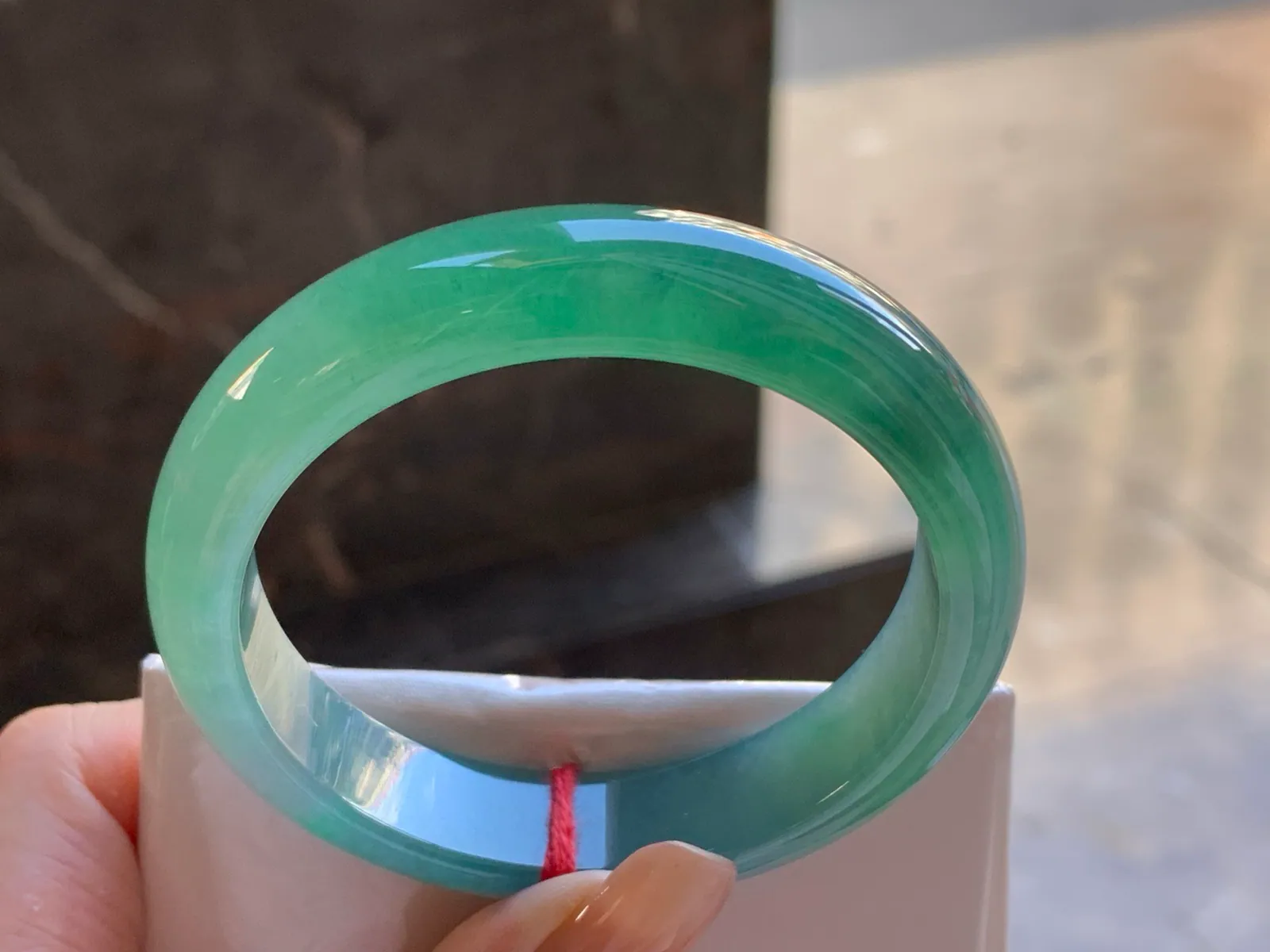 Natural Type A Jadeite Bangle, Icy, Blue-Green, 53.2mm (6)