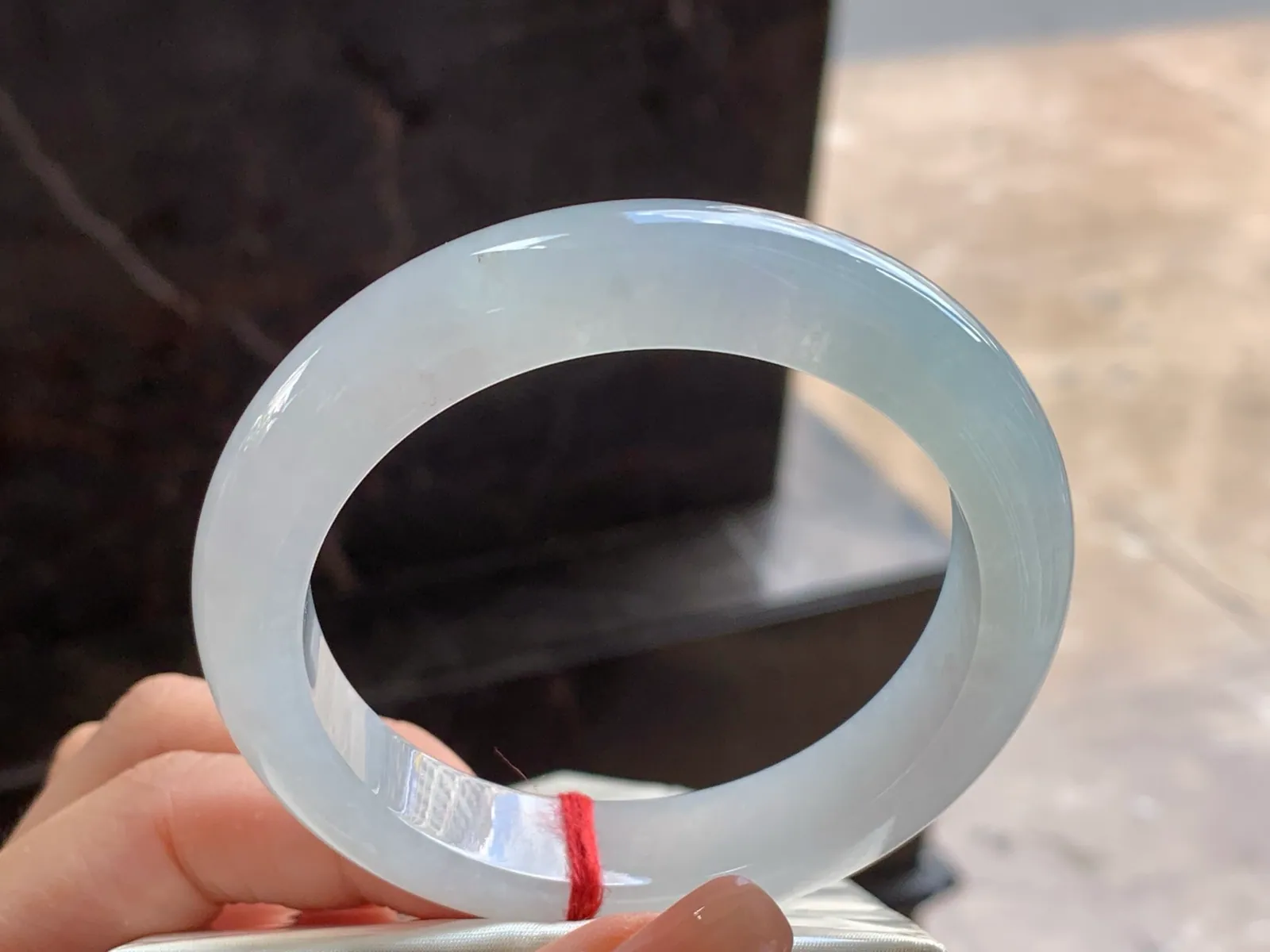Natural Type A Jadeite Bangle, Icy-Glutinous White, 57mm