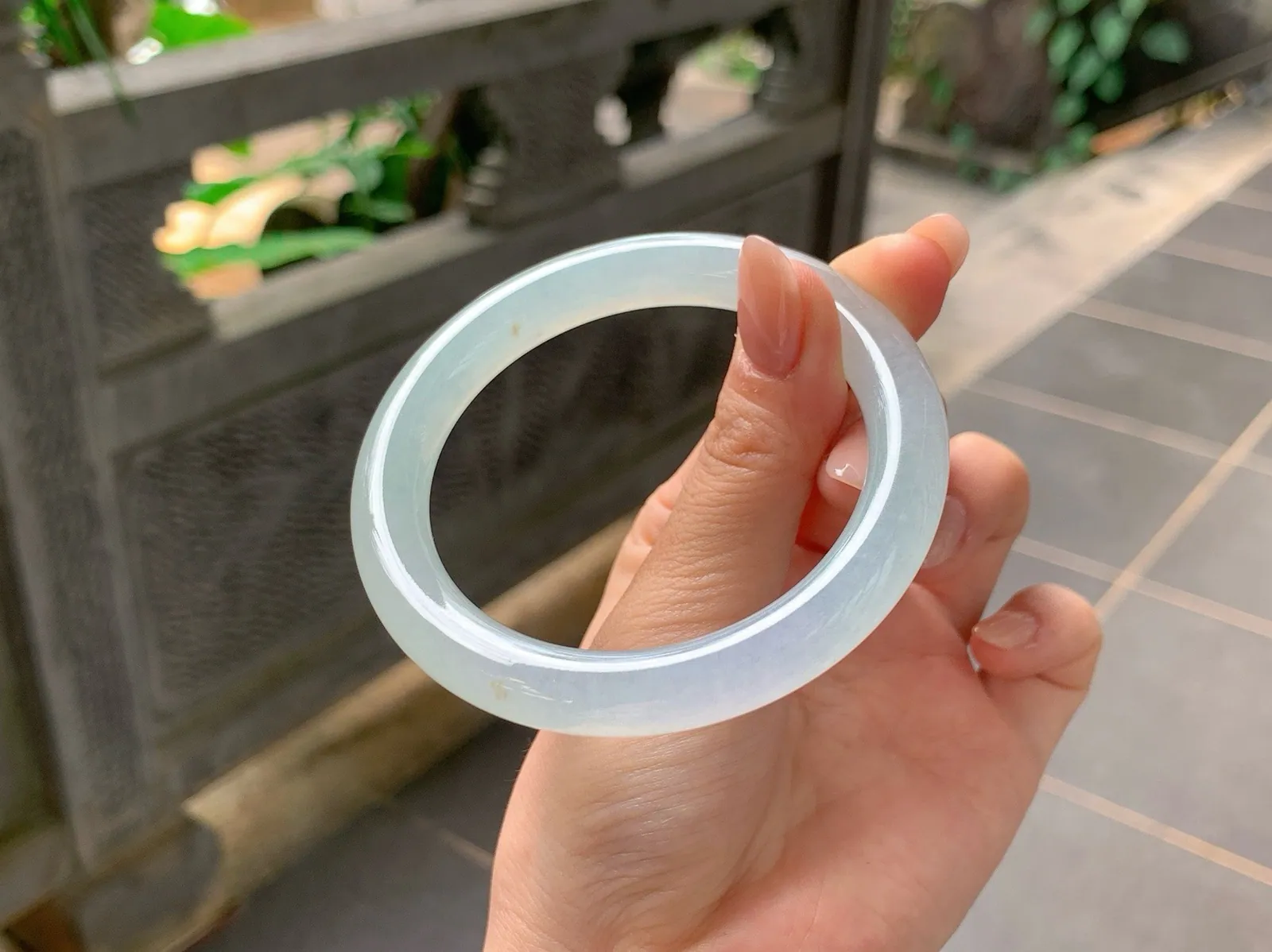Type A Jadeite Round Bangle, Moonlight White, 55mm (3)