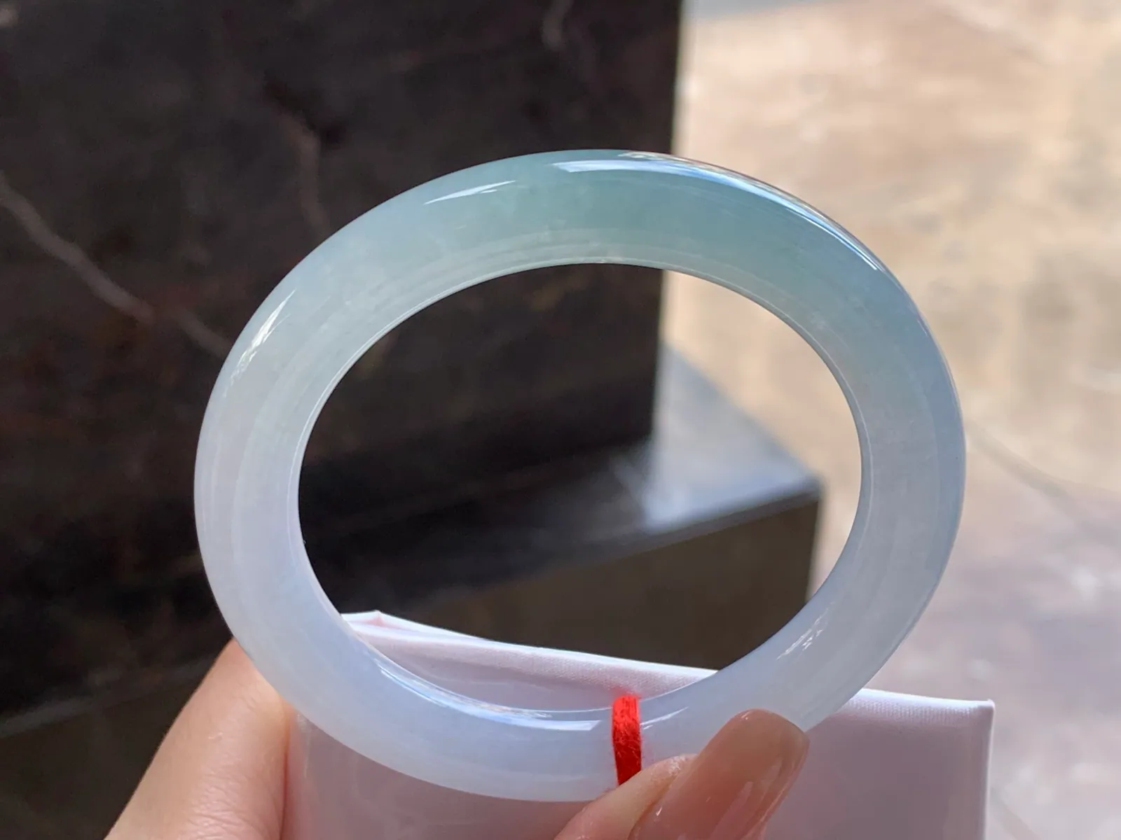 Natural Type A Jadeite Round Bangle, Pale Blue-Green, 55.7mm (7)