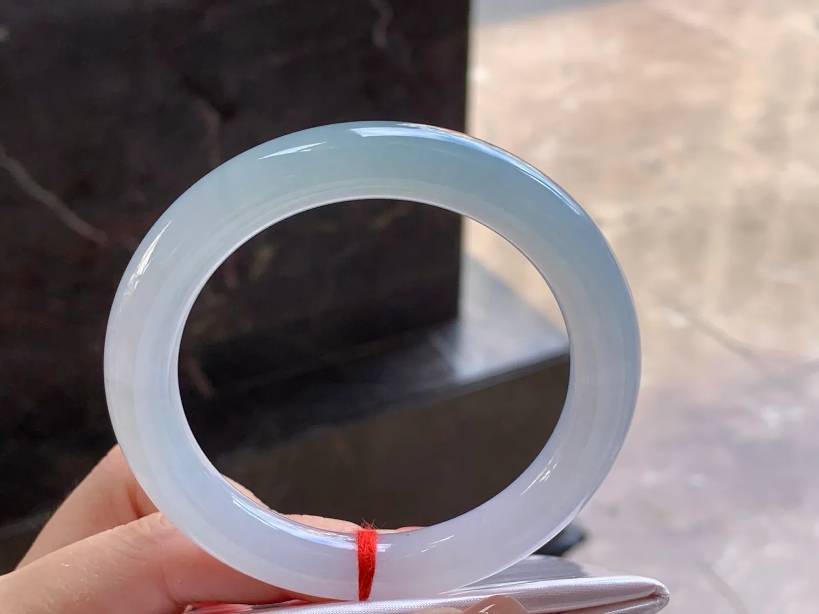 Natural Type A Jadeite Bangle, Icy Glutinous White, 54.7mm (3)