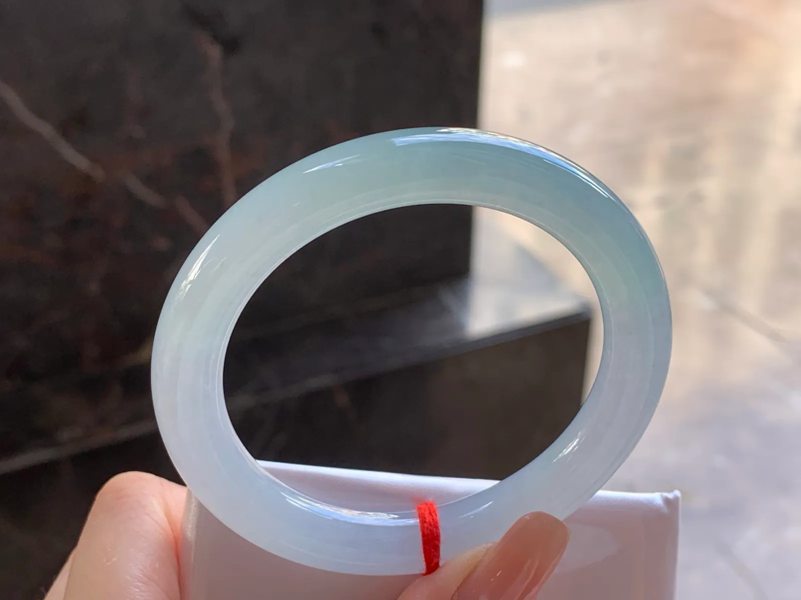 Type A Jadeite Round Bangle, Pale Blue-Green, 55.7mm (5)