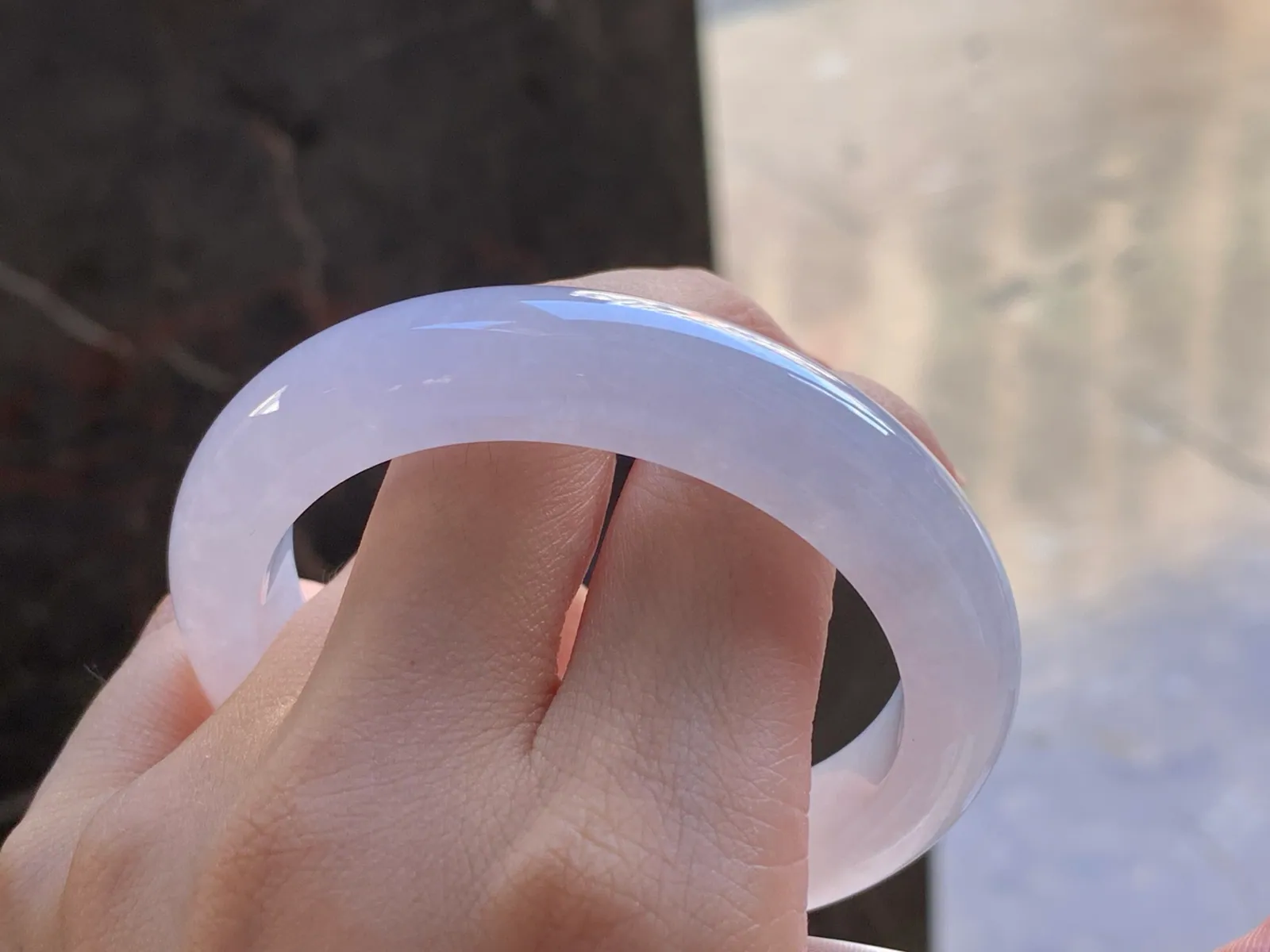 Type A Jadeite Flat Bangle, Glutinous White, 55mm (9)