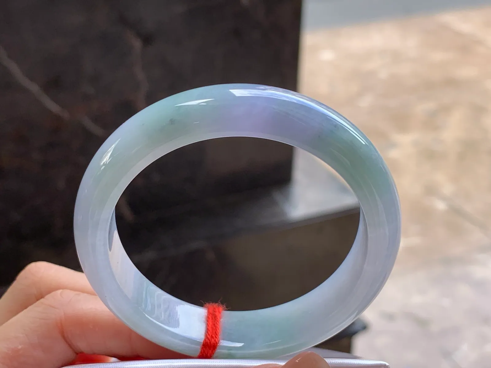 Type A Jadeite Bangle, Lavender & Green, 56mm (4)