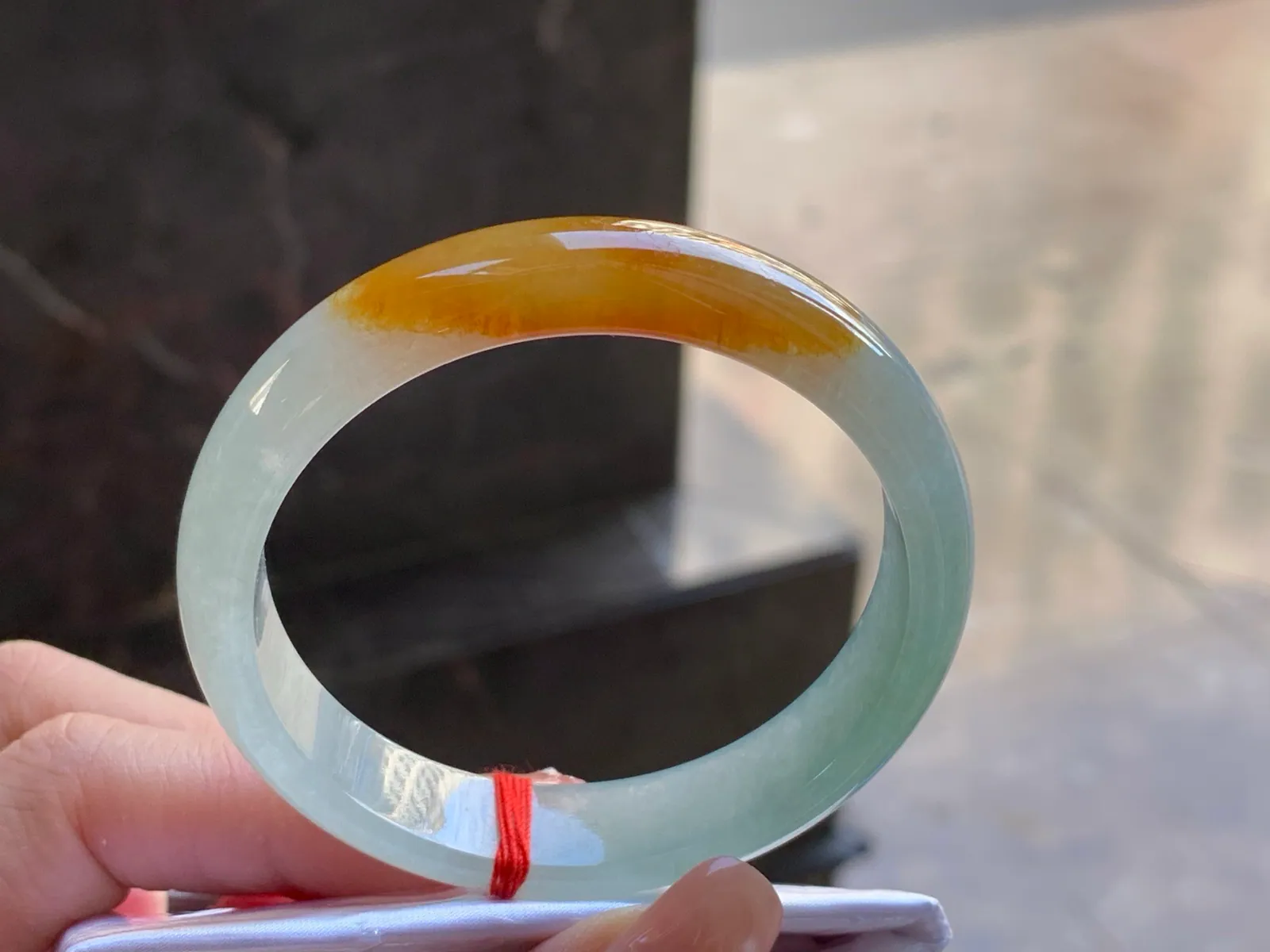 Natural Type A Yellow Jadeite Bangle, Icy Glutinous, 51.6mm