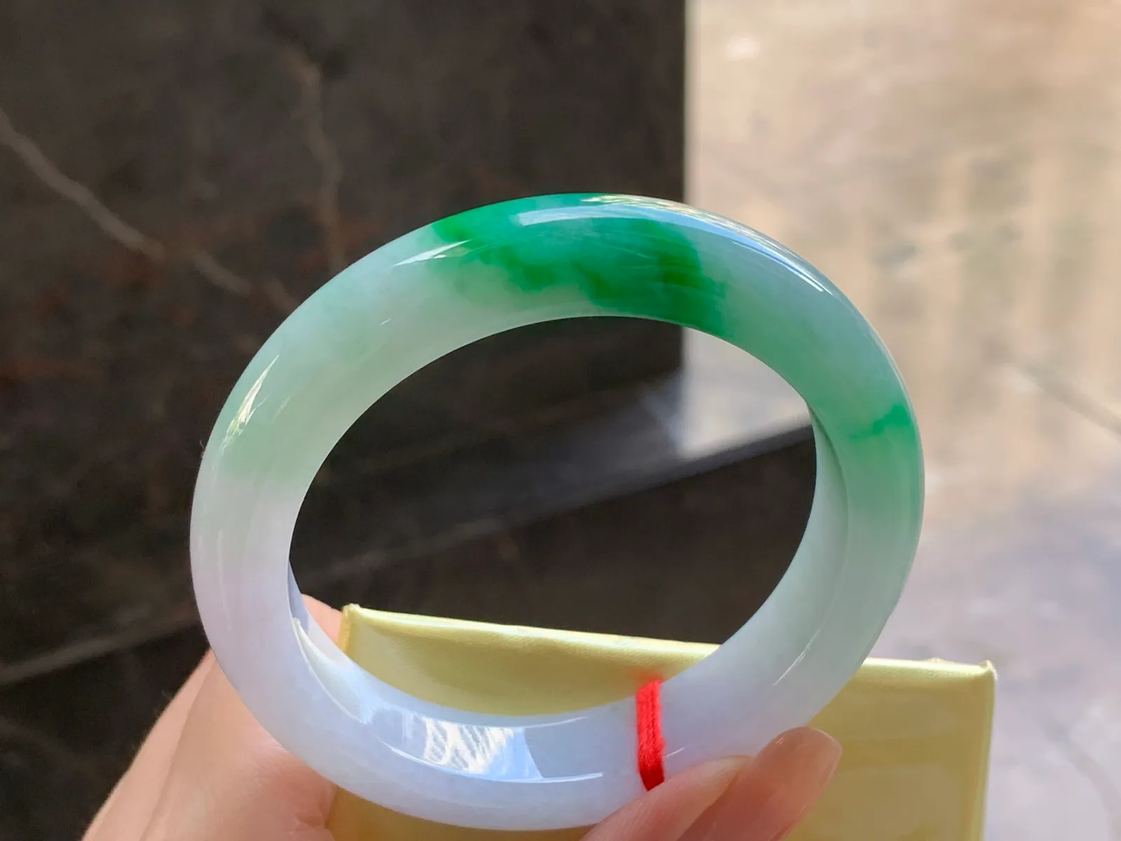Type A Jadeite Flat Bangle, Lavender & Green, 56.9mm (5)