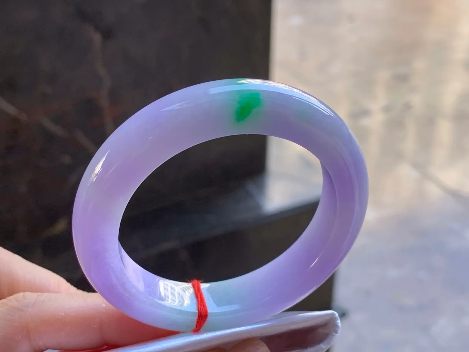 Type A Jadeite Flat Bangle, Lavender and Green, 50.6mm (3)