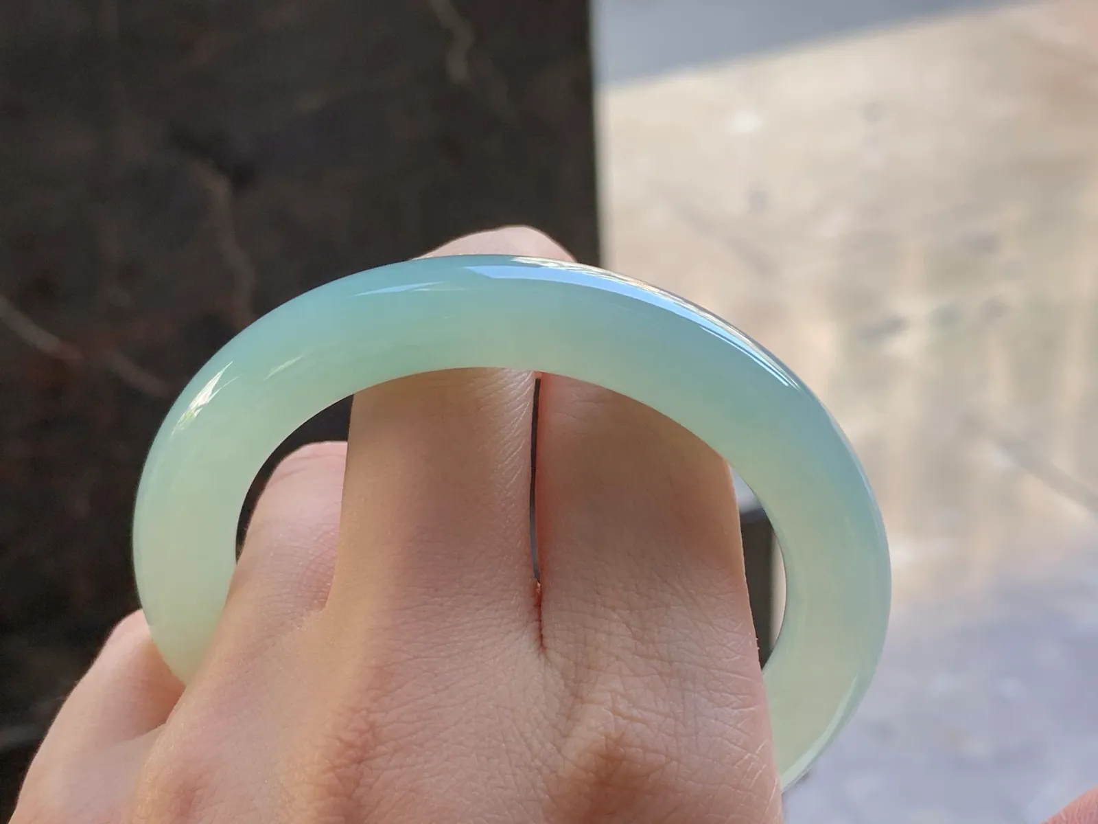 Type A Jadeite Round Bangle, Pale Green, 56.8mm (8)