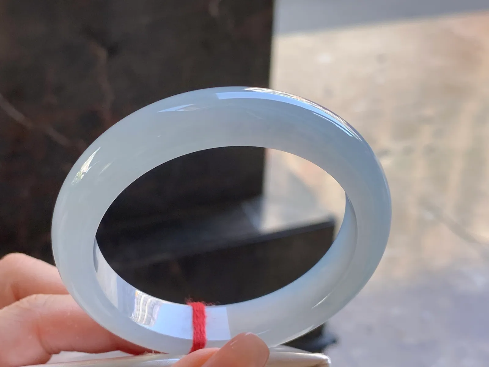 Type A Jadeite Flat Bangle, Icy-Glutinous Icy White, 56.6mm (3)