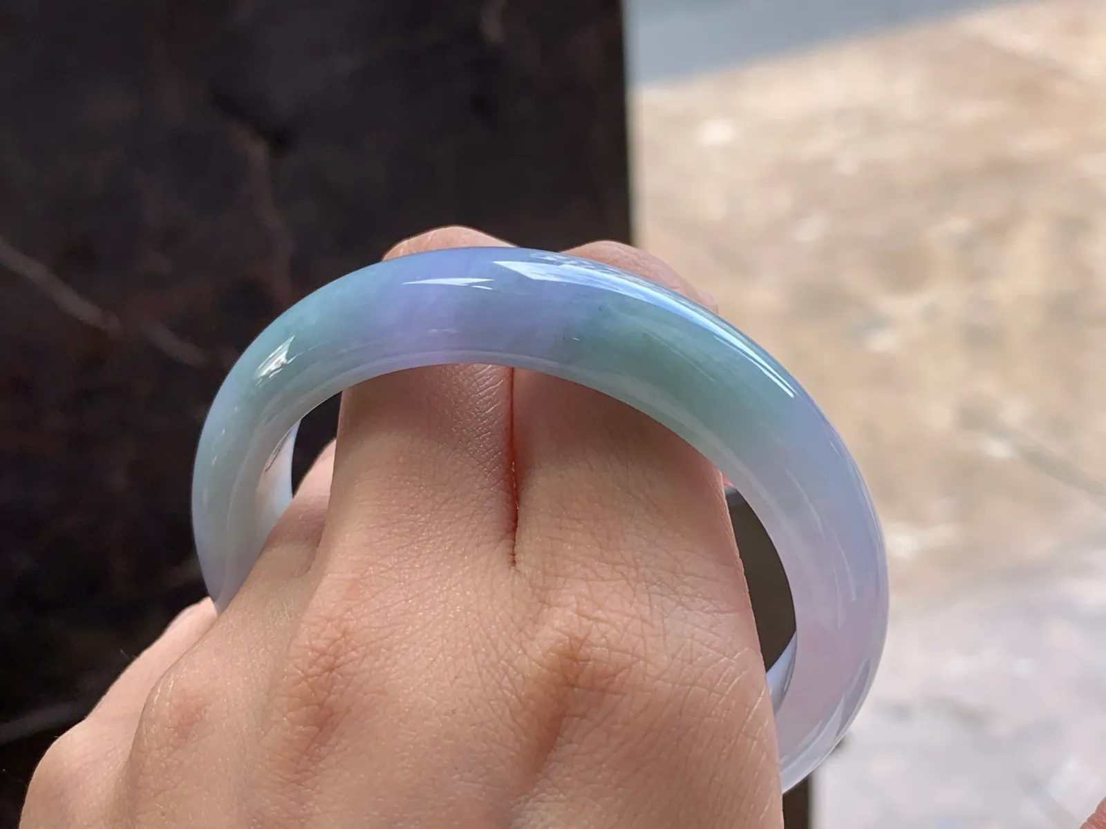 Type A Jadeite Bangle, Lavender & Green, 56mm (9)
