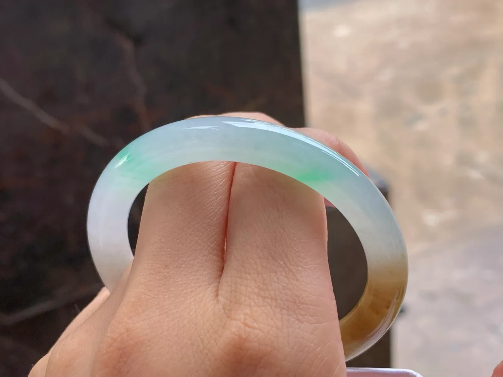 Type A Jadeite Round Bangle, Glutinous Yellow & Green, 51mm (10)