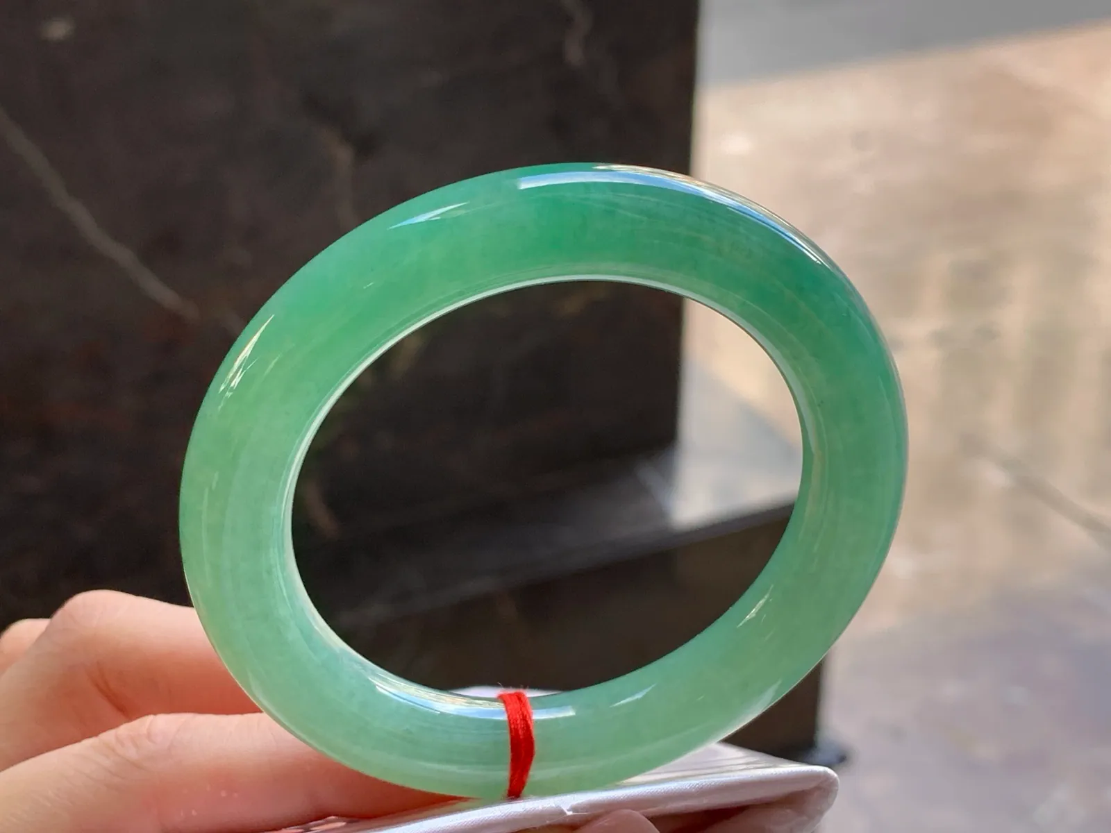 Natural Type A Jadeite Round Bangle, Icy Light Green, 55mm (3)