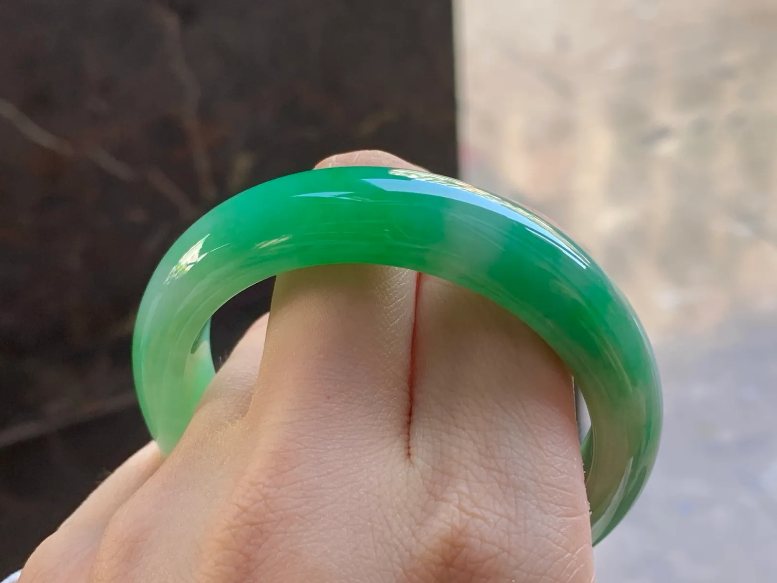 Type A Jadeite Flat Bangle, Bright Green, 52.2mm (9)