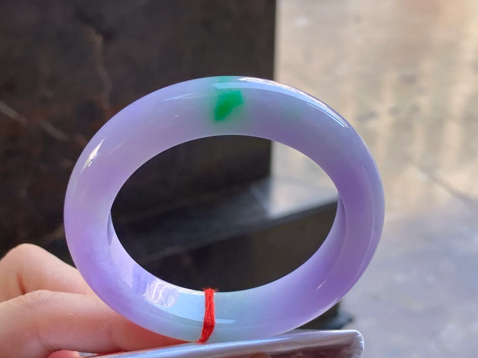 Type A Jadeite Flat Bangle, Lavender and Green, 50.6mm (4)