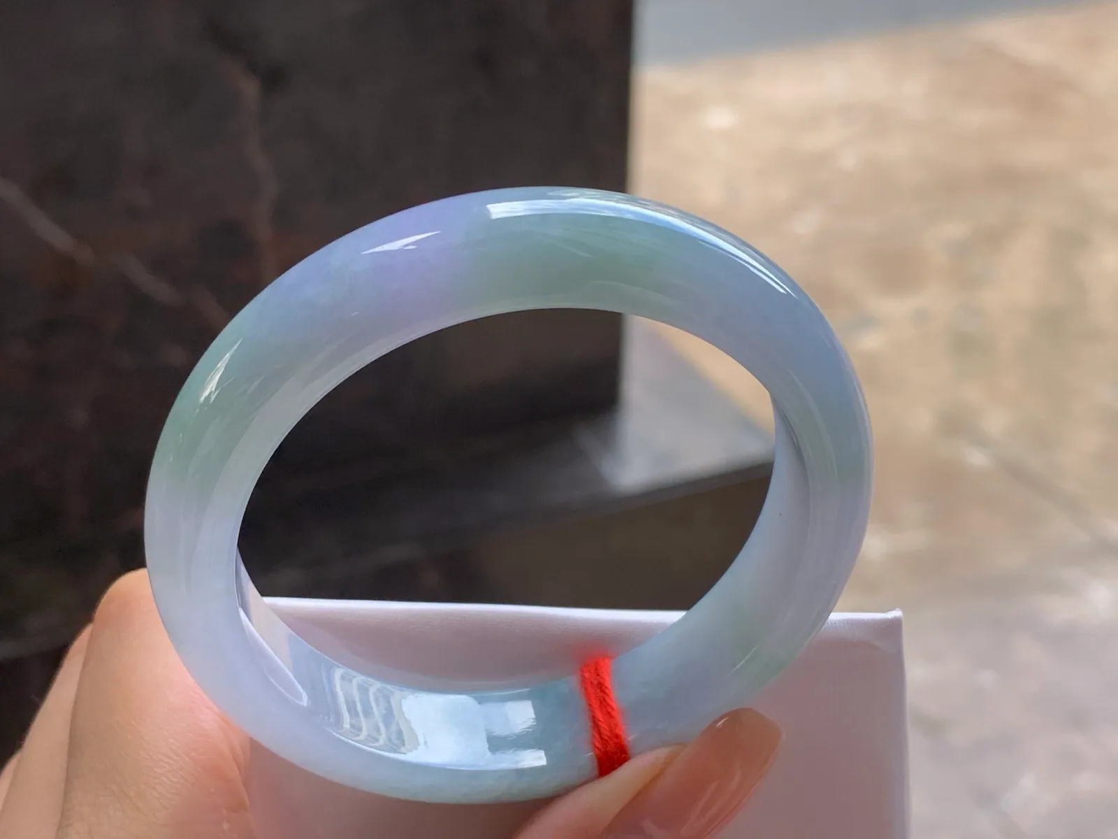 Type A Jadeite Bangle, Lavender & Green, 56mm (5)