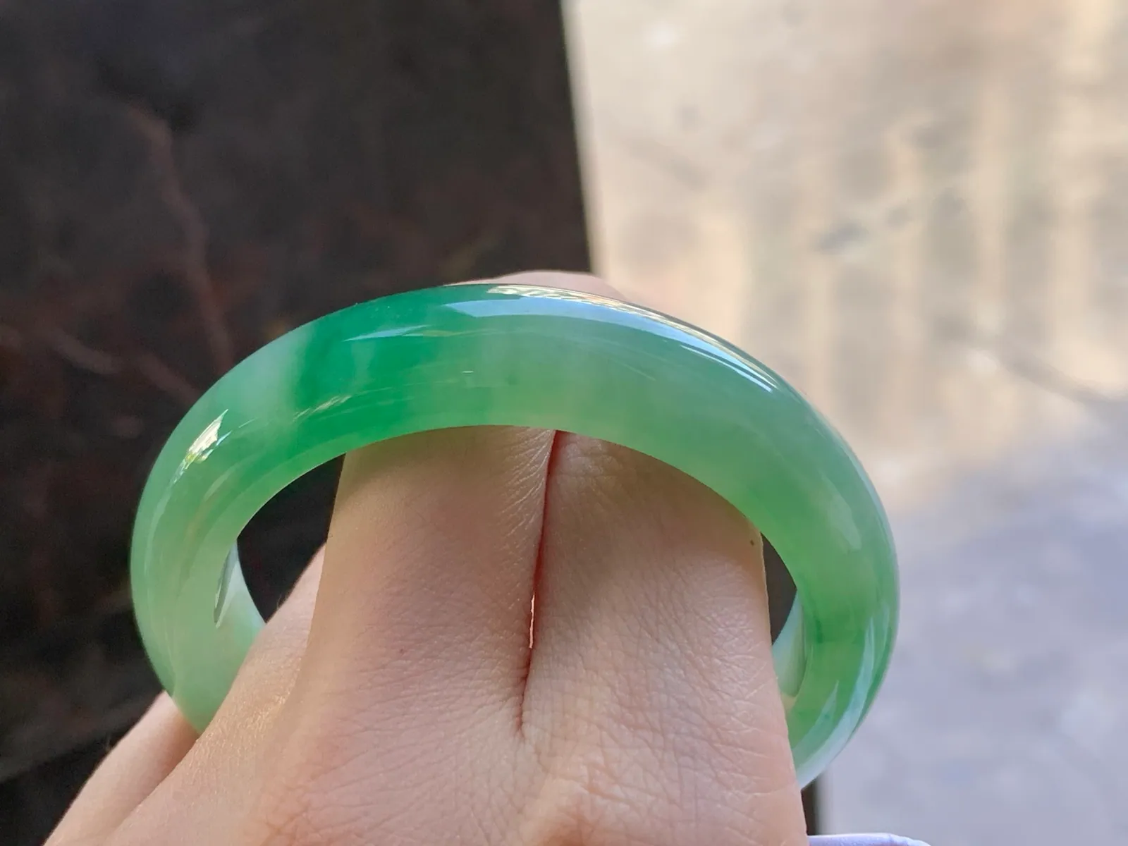 Type A Jadeite Flat Bangle, Bright Green, 51.8mm (10)